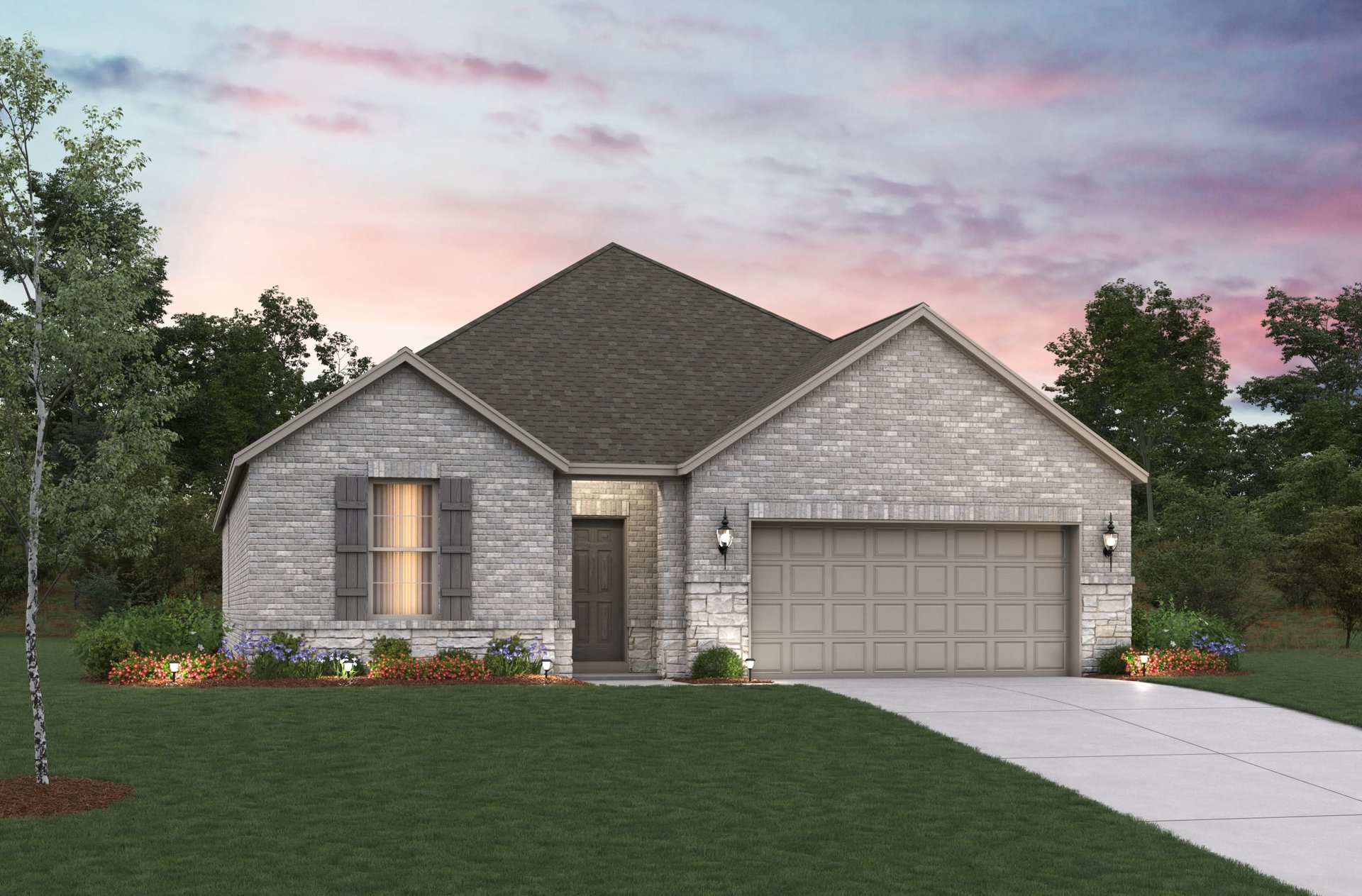 home exterior with brick and stone
