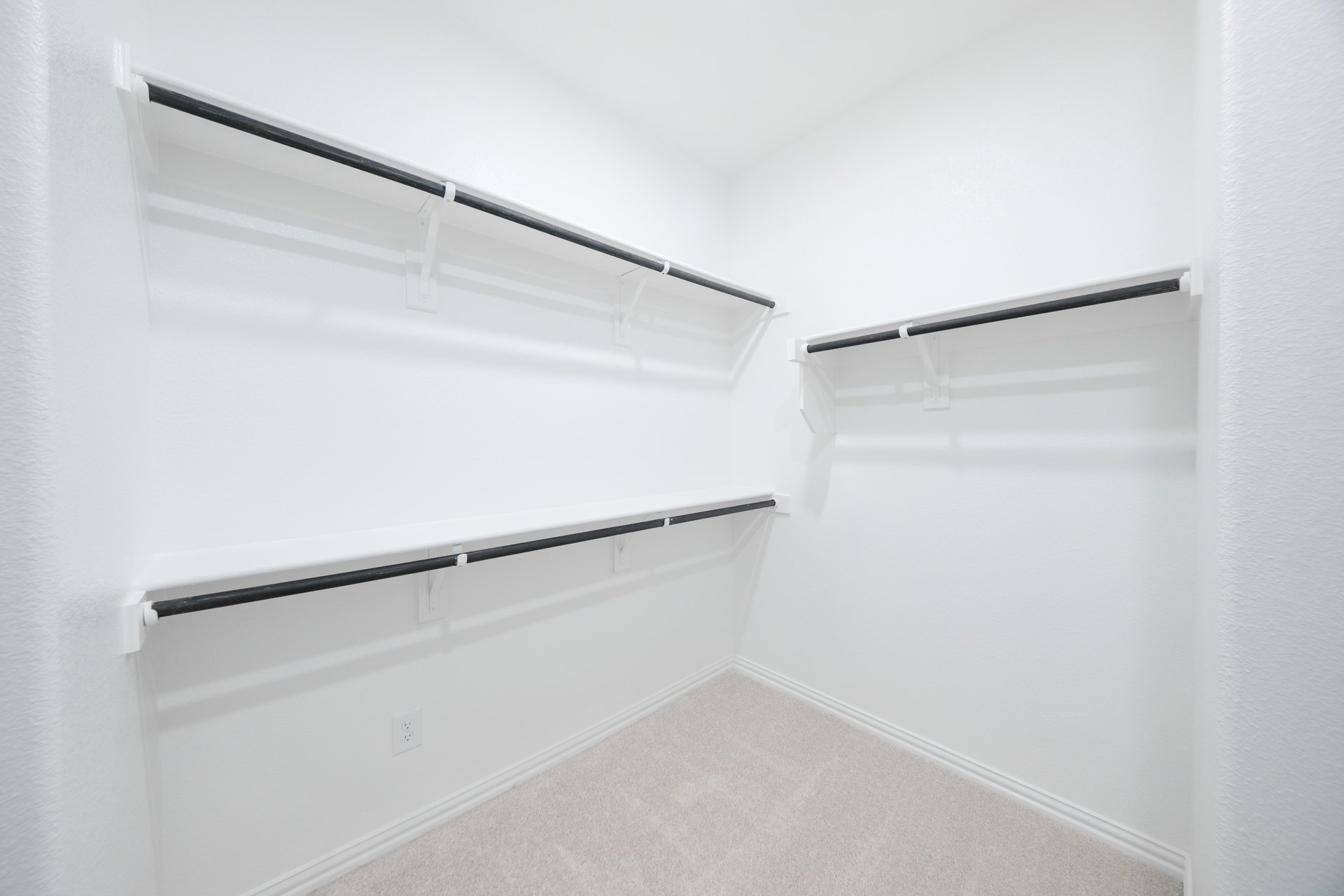 primary bedroom closet with carpet and white shelves