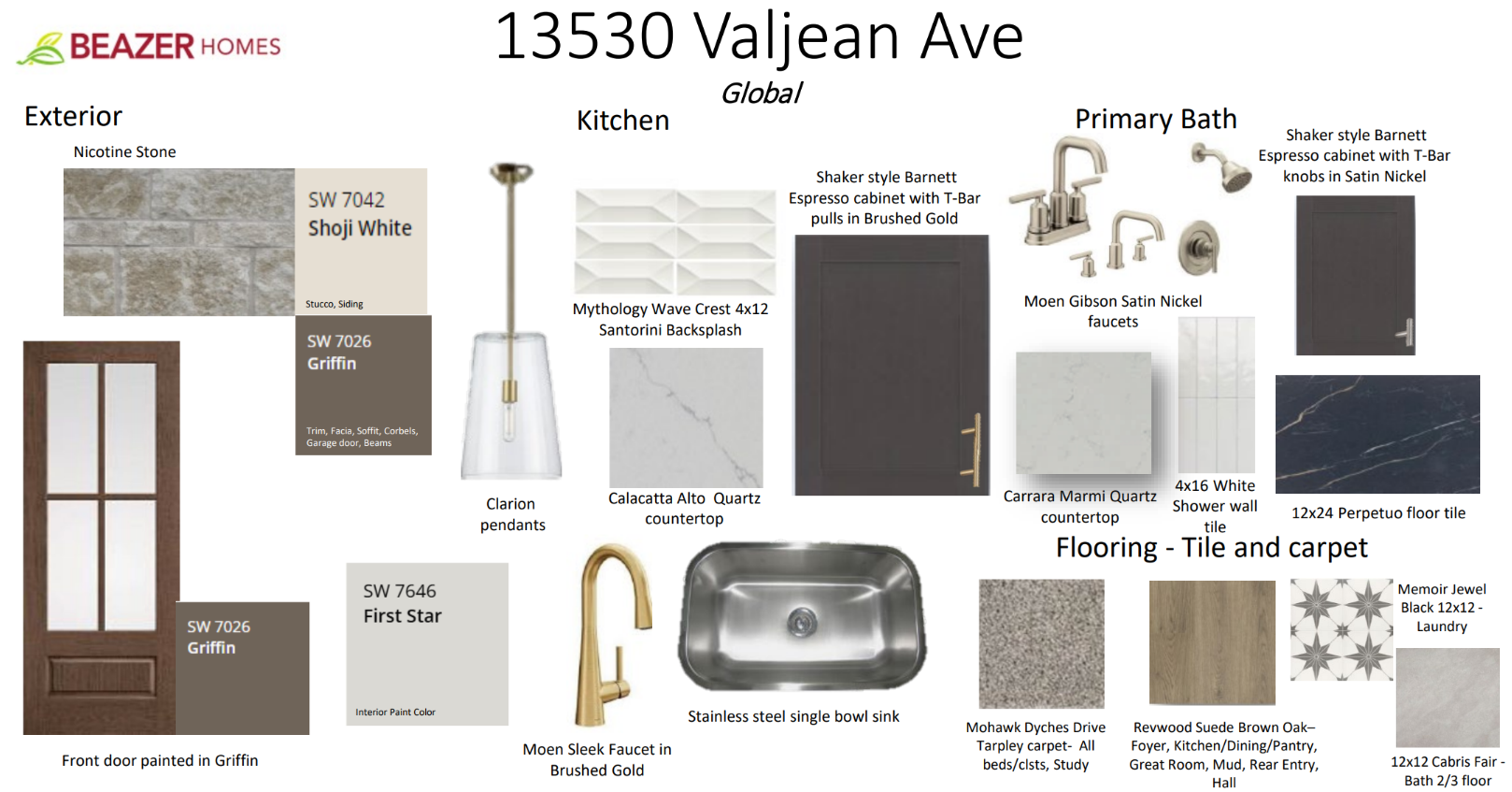 interior selections including quartz countertops & pendant lighting