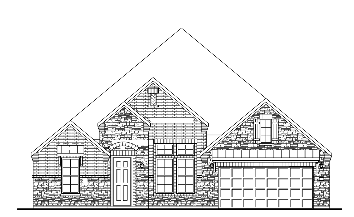 Exterior with brick, stone & windows