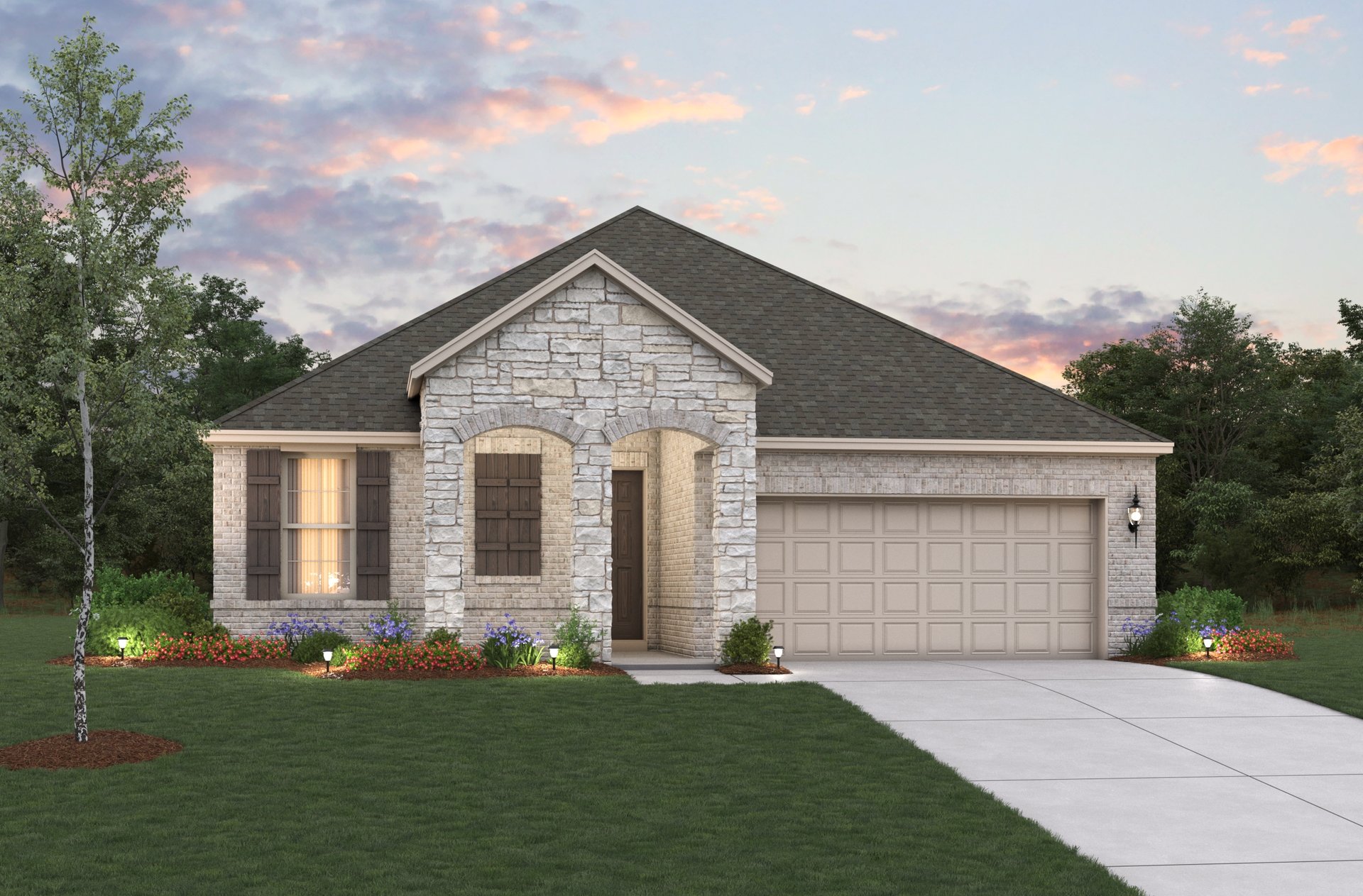 home exterior with brick and stone
