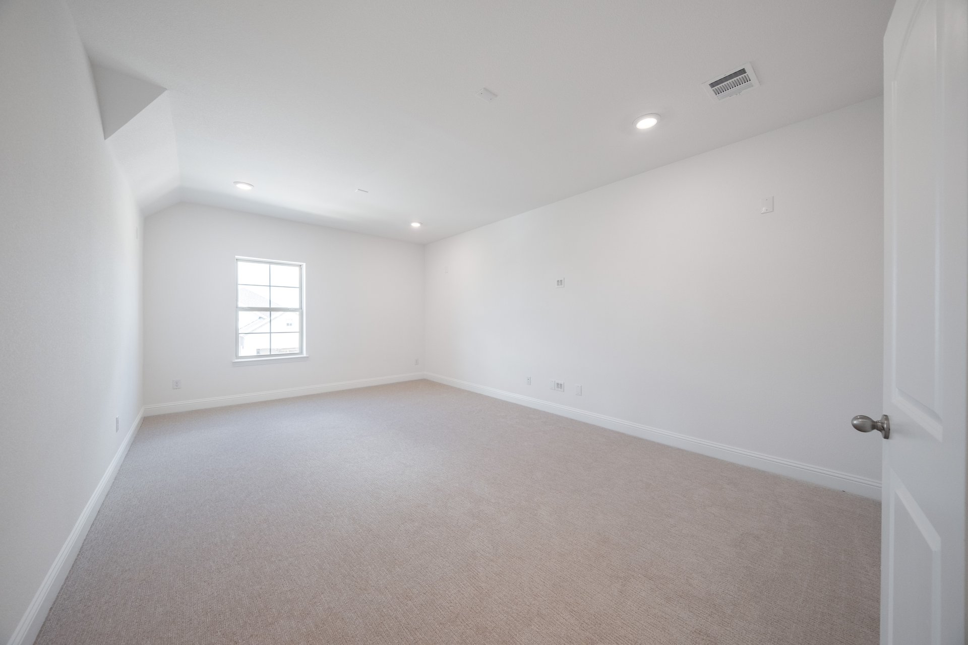 spacious media room with carpet
