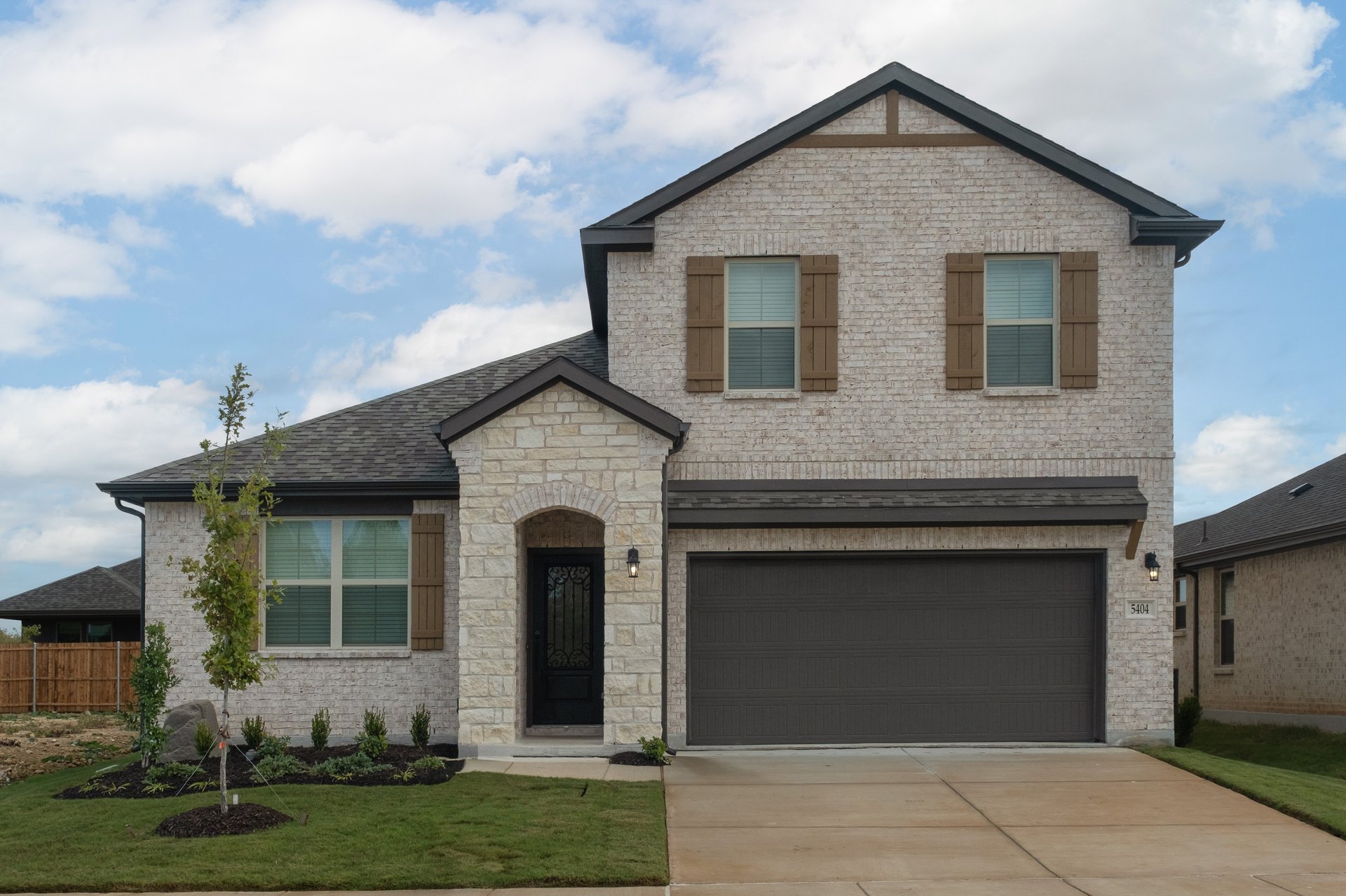 one-story brick and stone exterior
