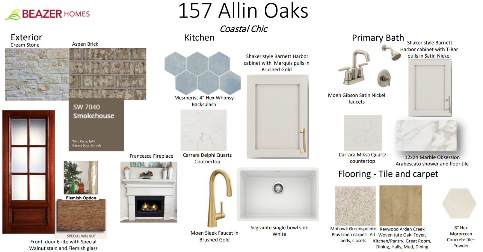 interior selections including pendant lighting & quartz countertops