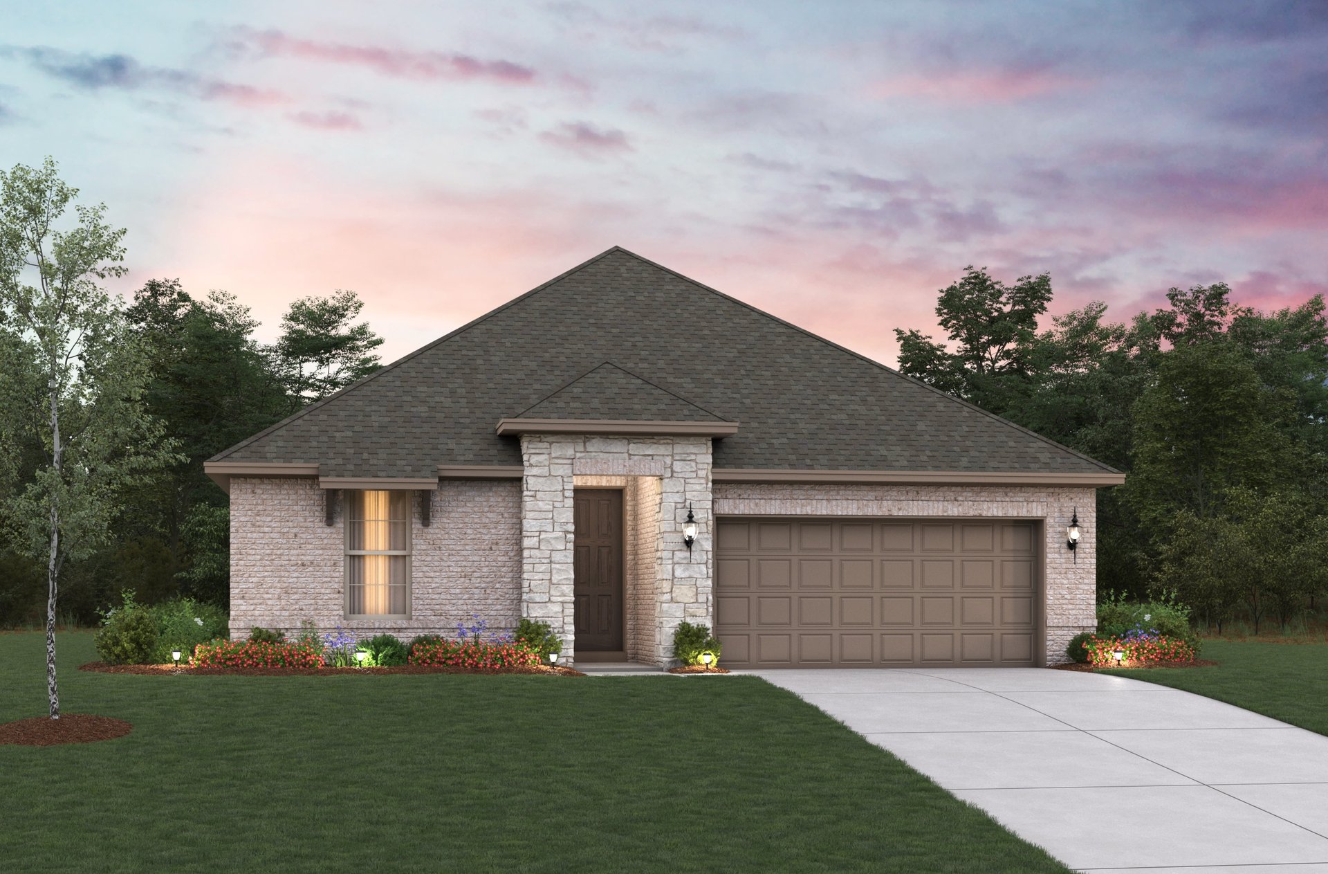 home exterior with brick and stone