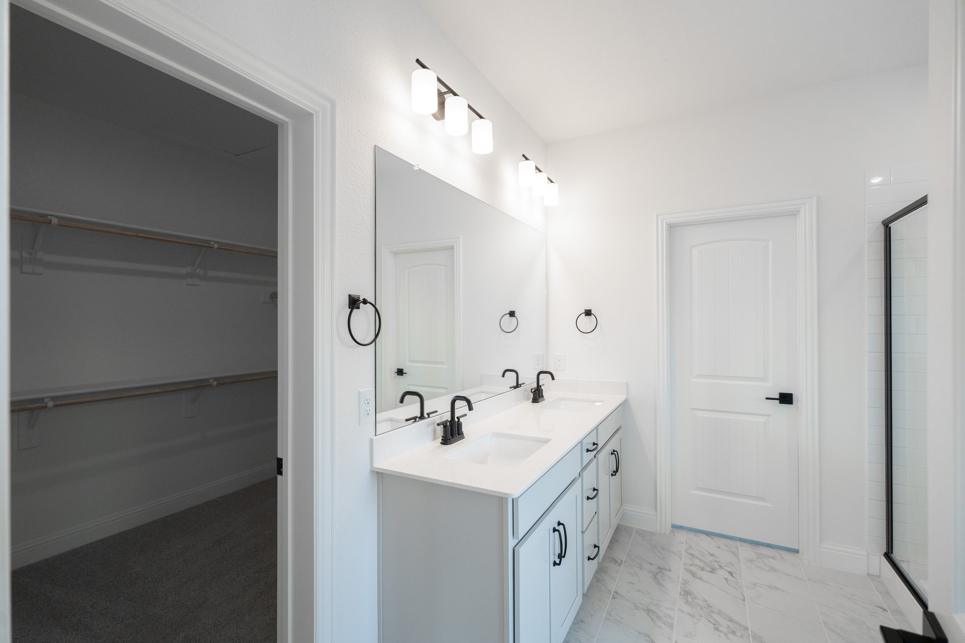 primary bathroom with double sinks