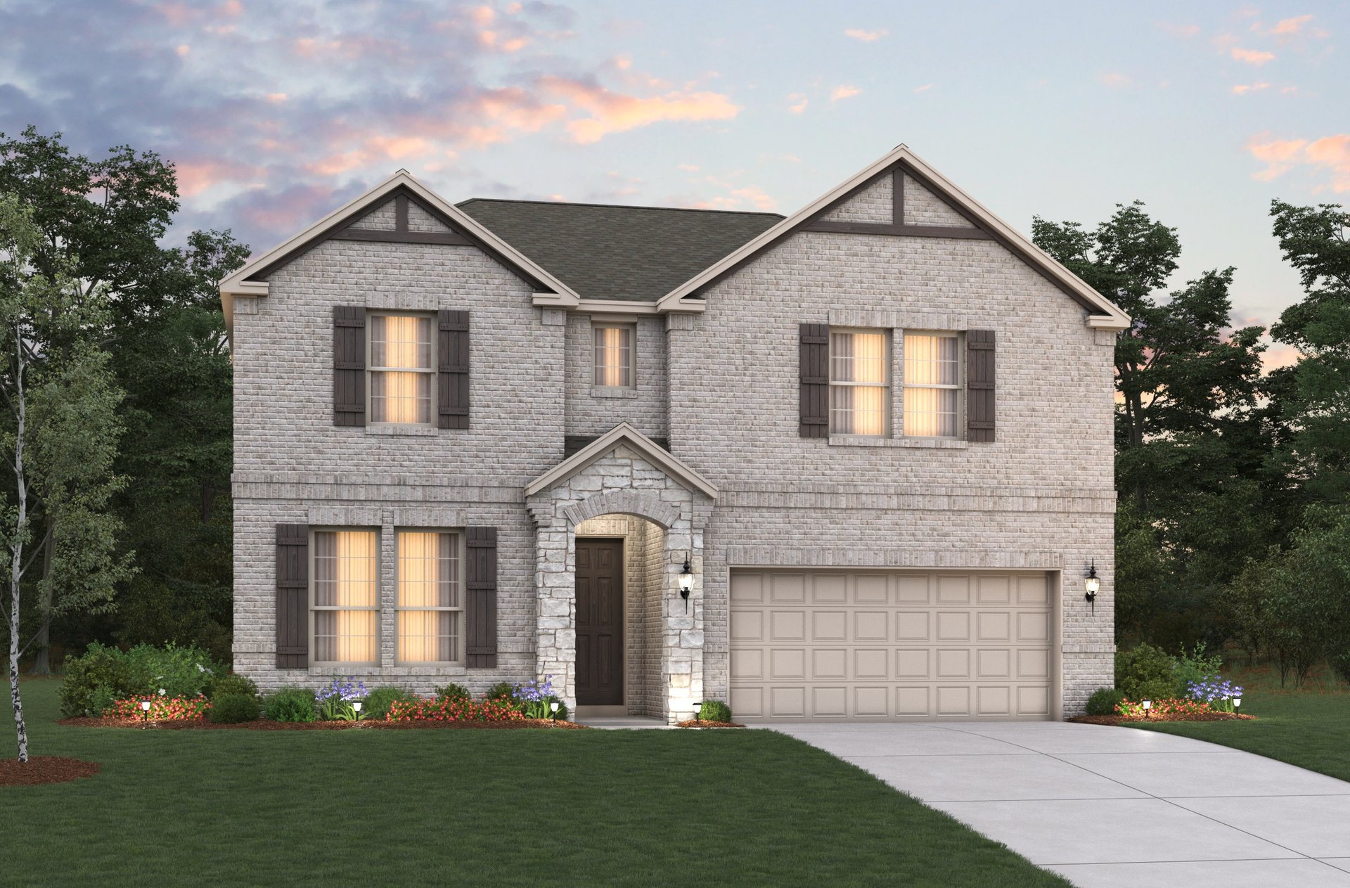 home exterior with brick and stone