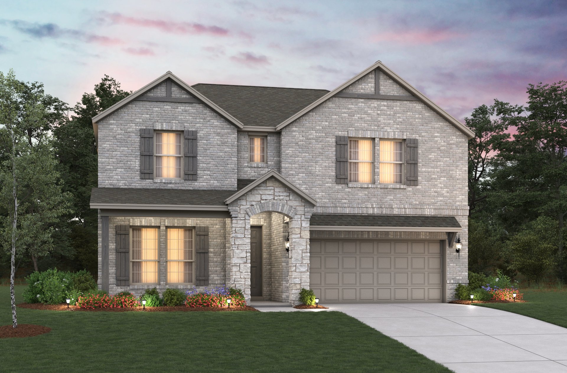 home exterior with brick and stone