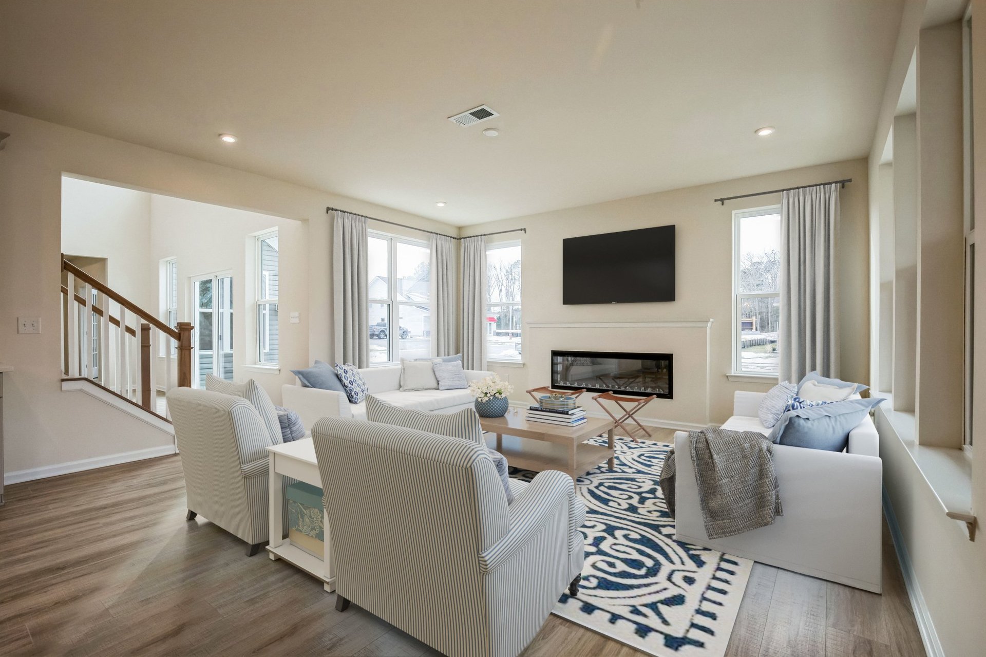 great room with a fireplace