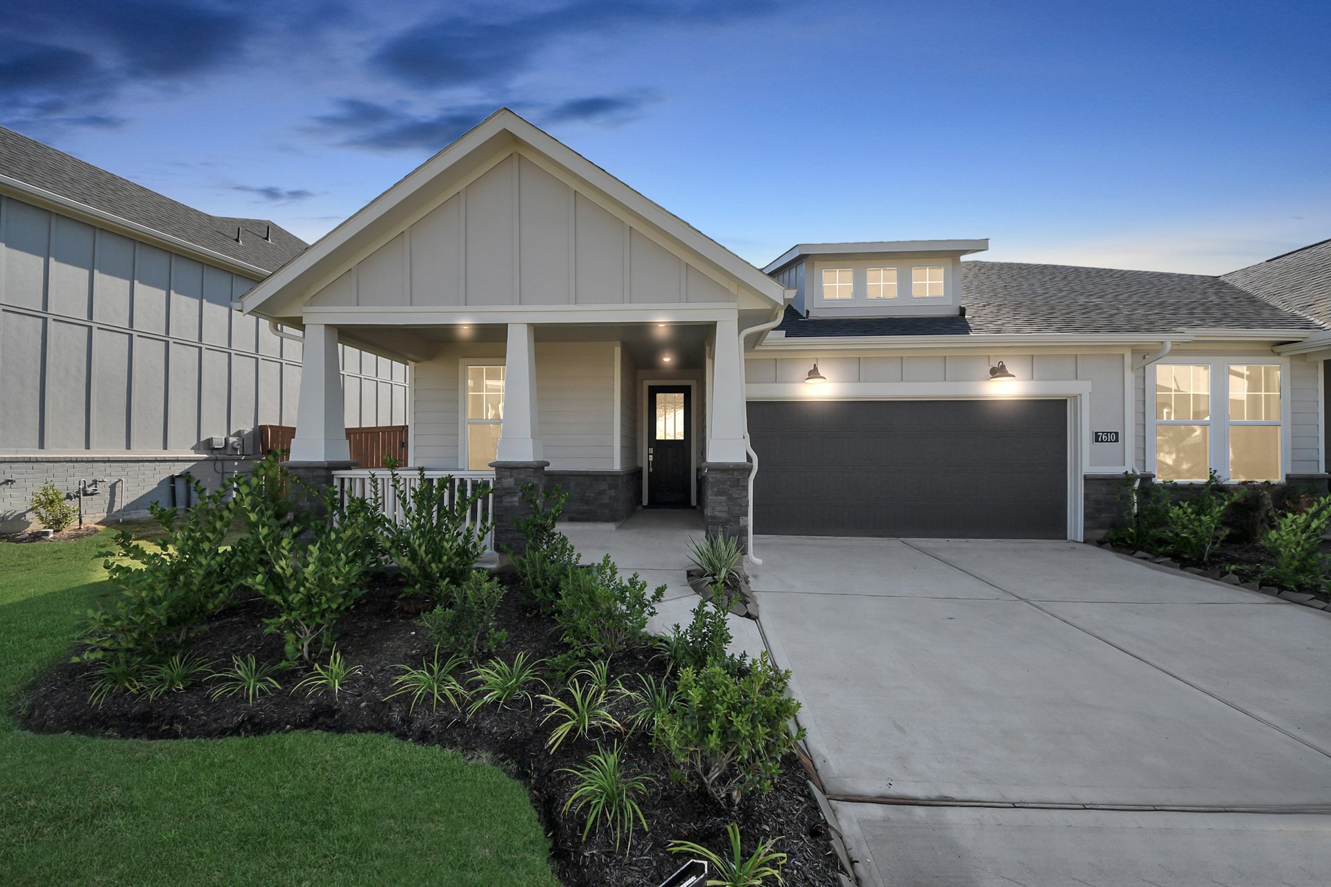light colored siding with dark accents