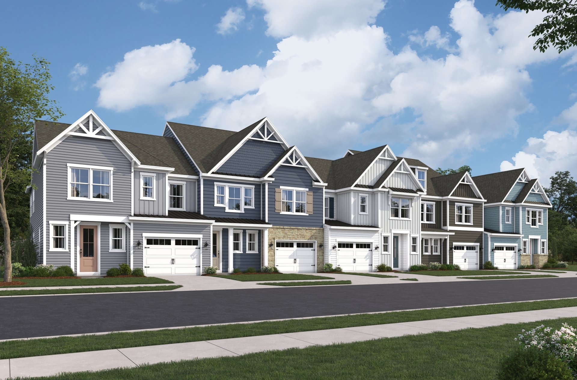 2-story villa with a 1-car garage exterior