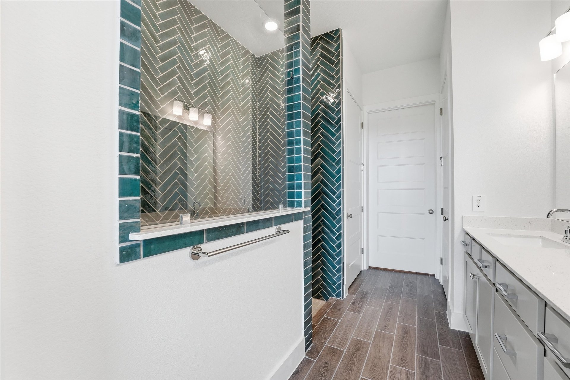 primary bathroom with walk-in shower