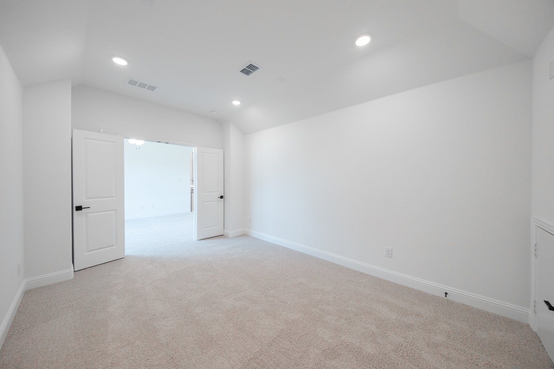 media room with carpet and recessed lights