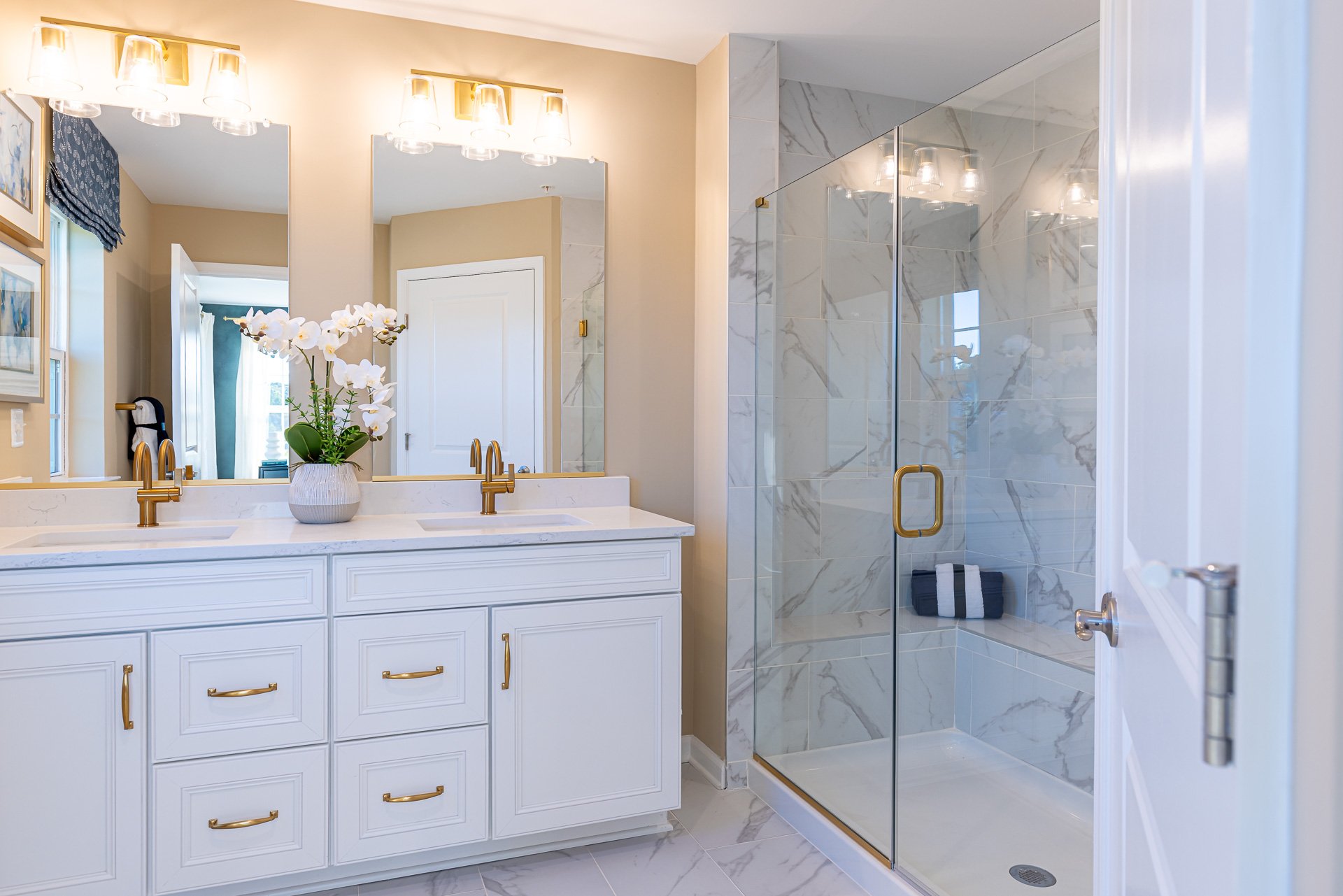 primary bath with dual vanities