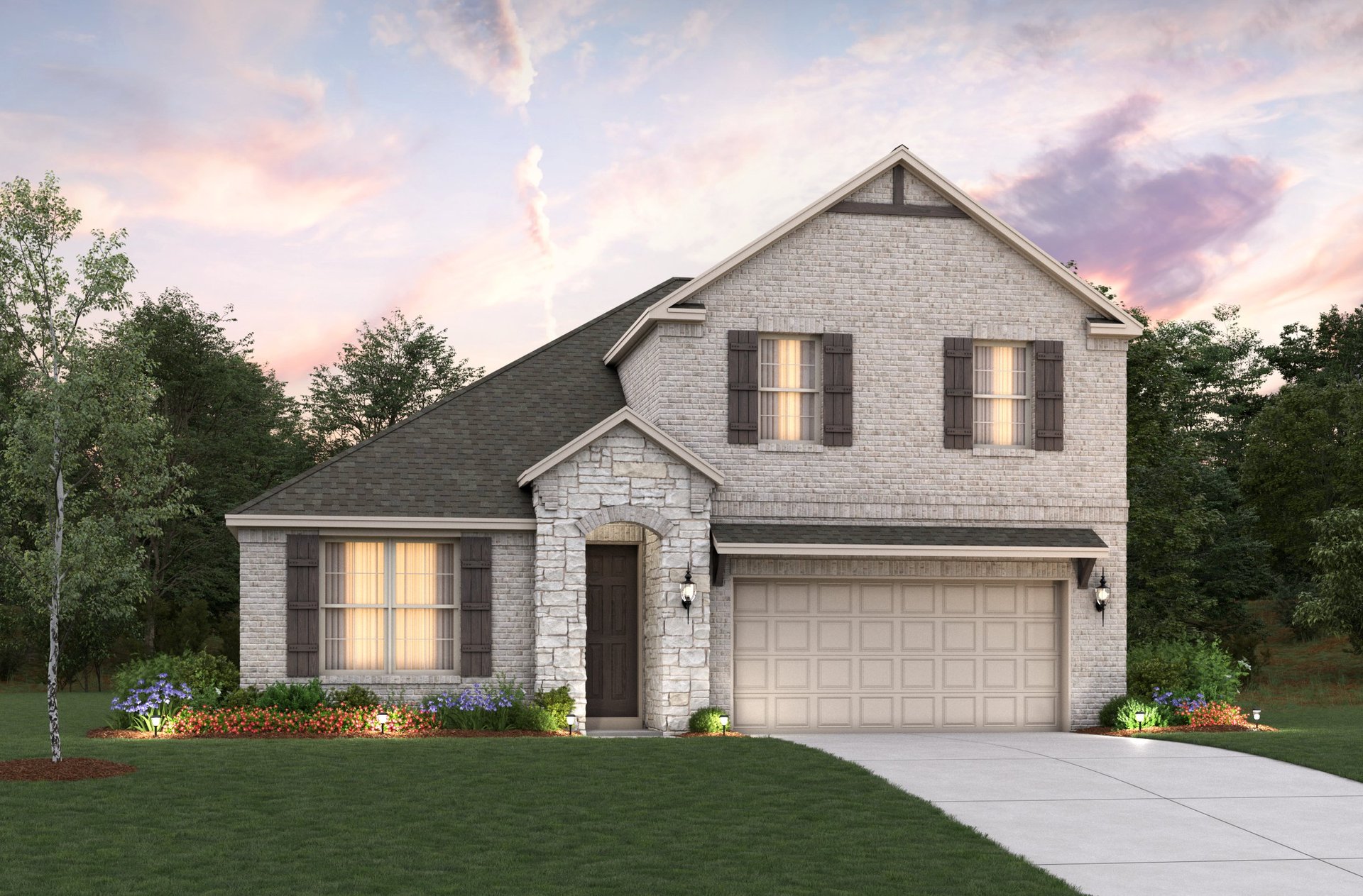 home exterior with brick and stone 