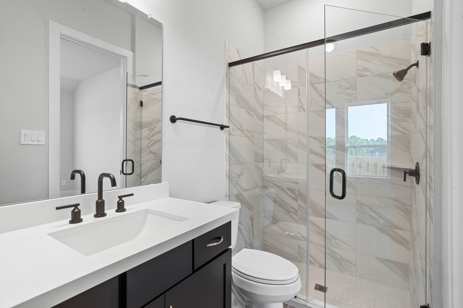 guest bathroom with walk-in shower