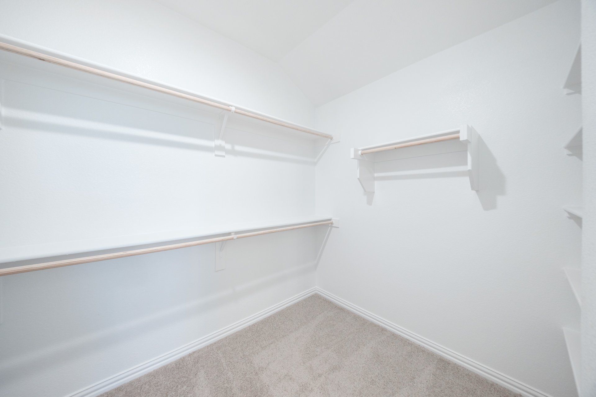 primary bedroom closet with carpet and white shelves