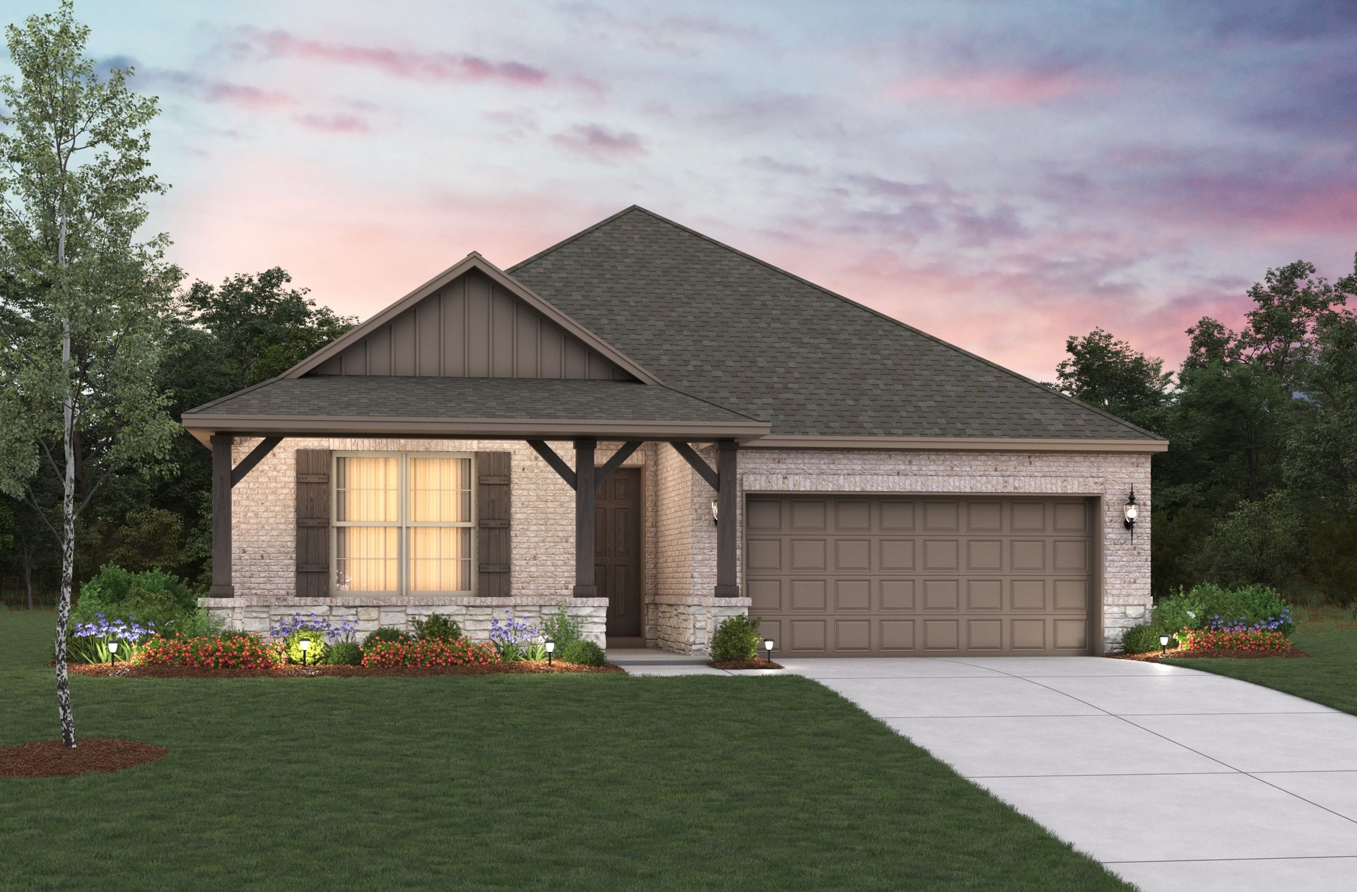 home exterior with brick and stone