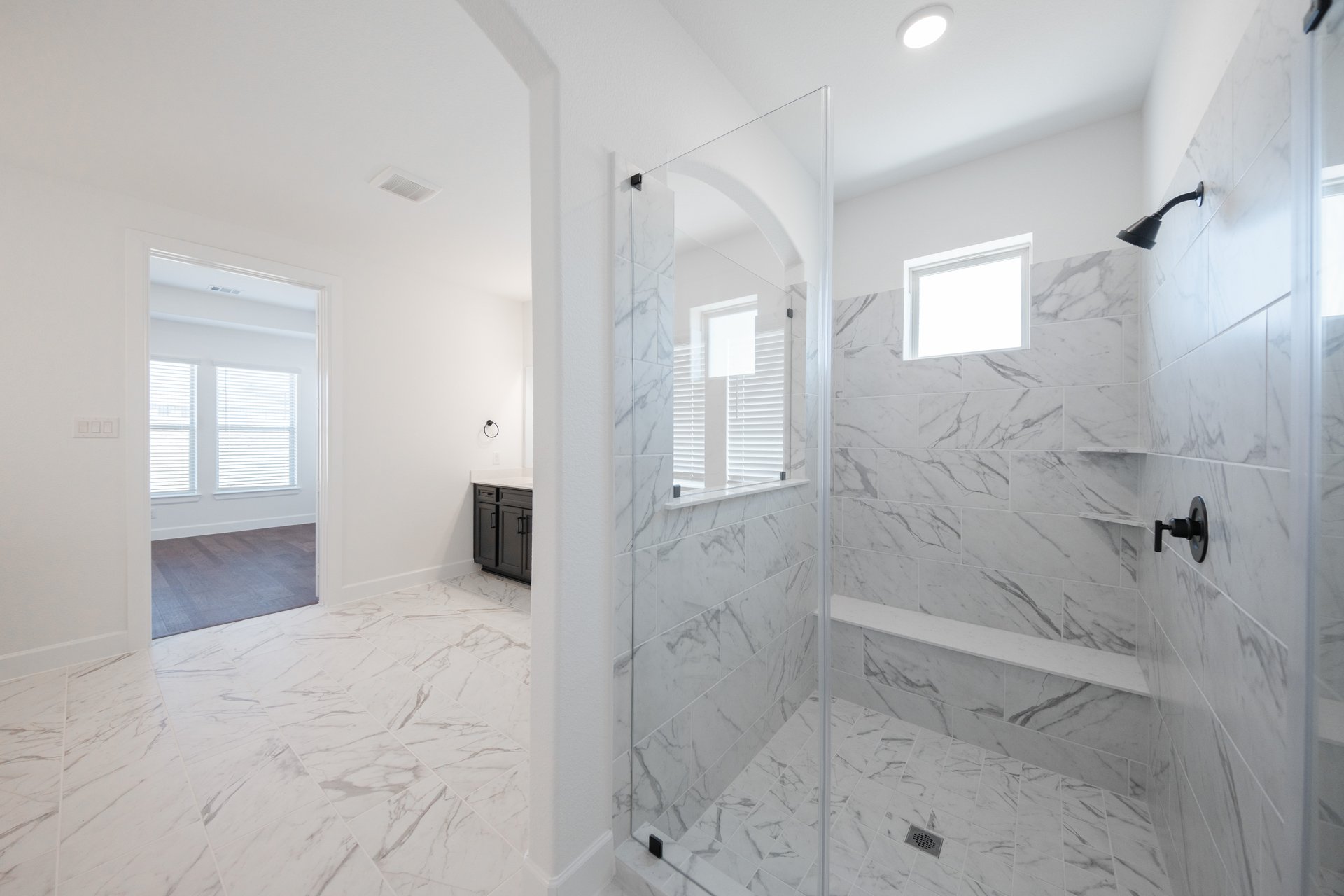 primary bathroom with walk-in shower