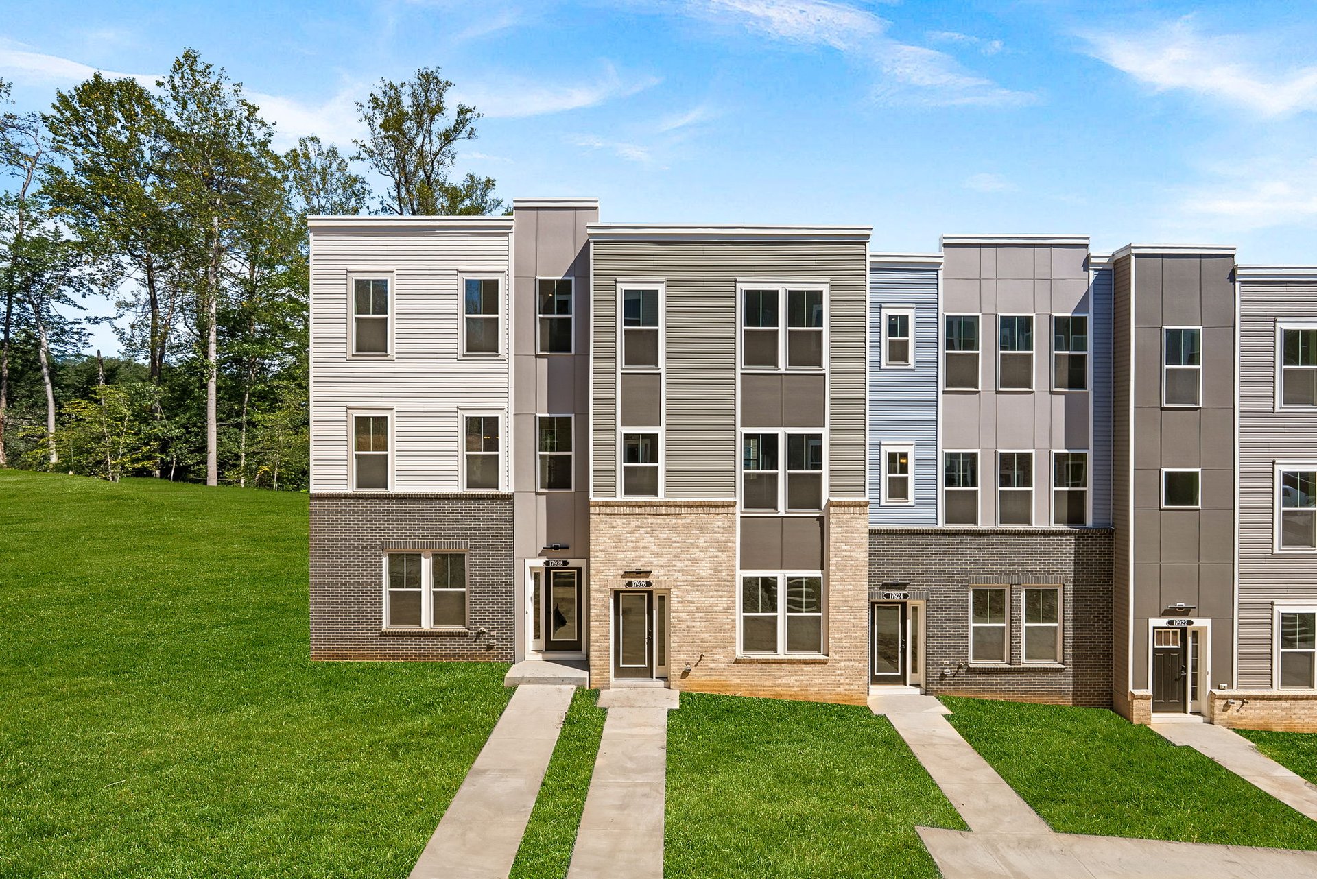 three-story townhome exterior