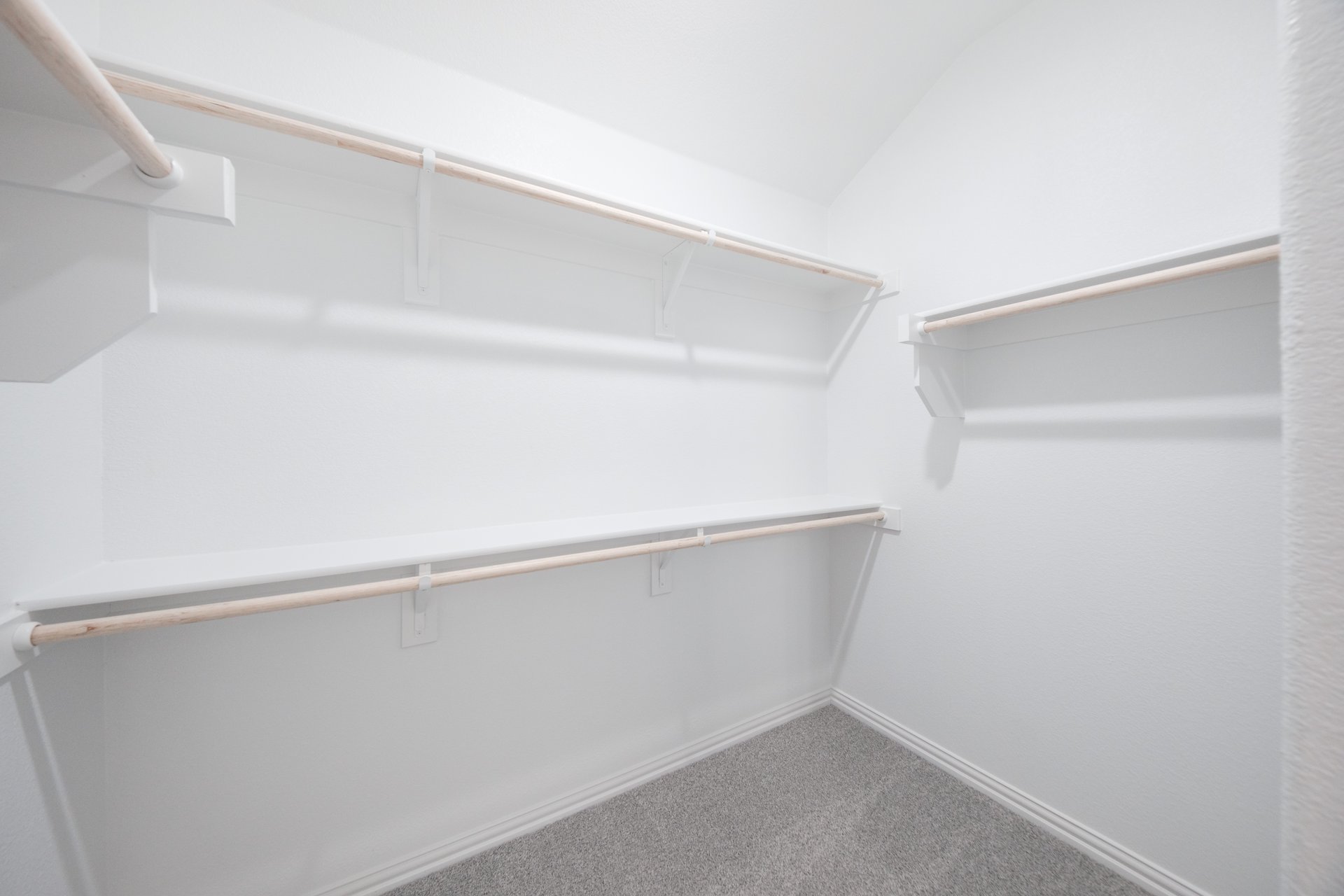 primary bedroom closet with carpet and white shelves