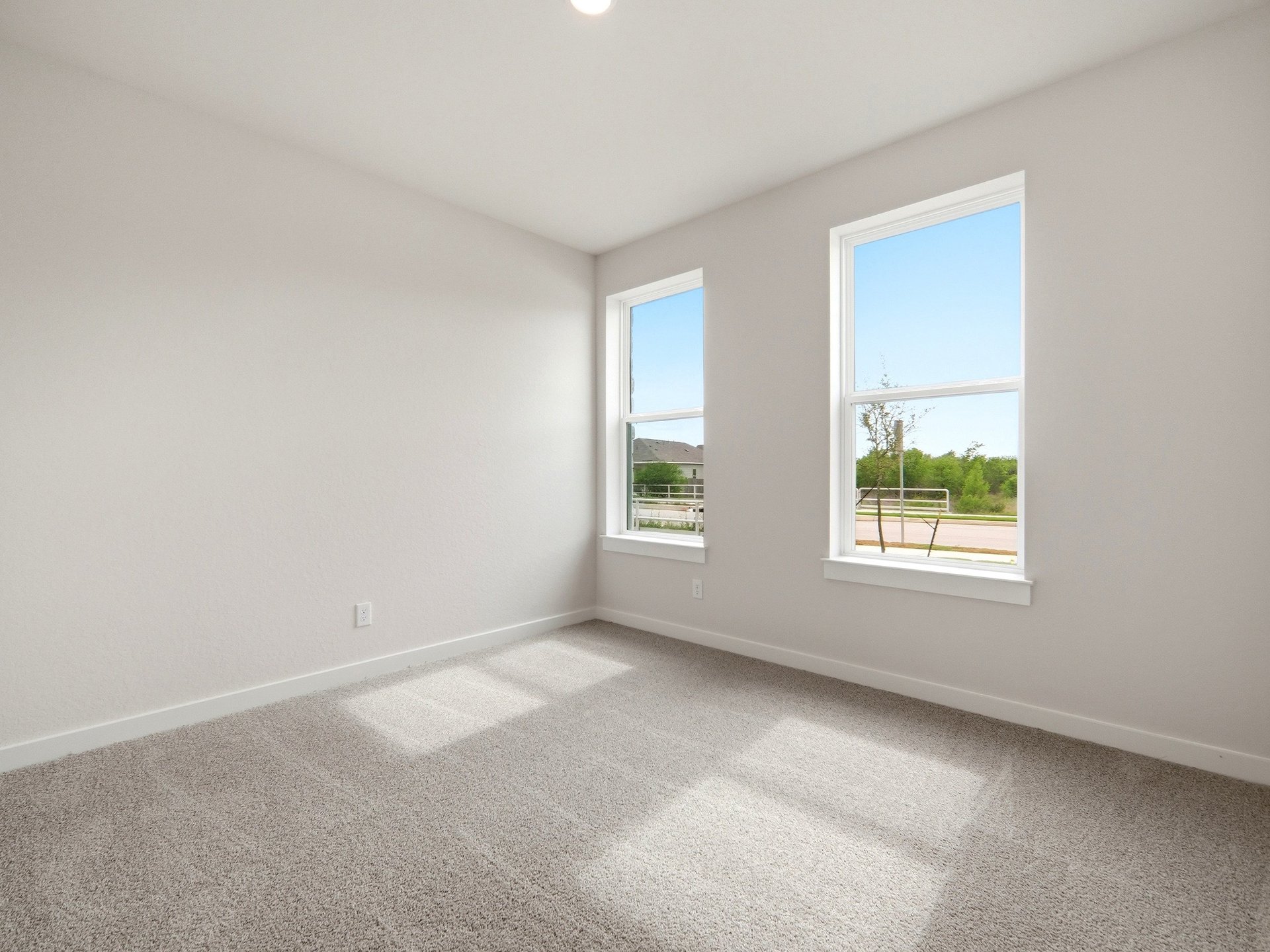 study with carpet flooring and windows