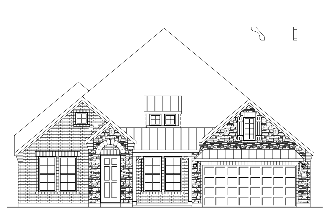 exterior with brick, stone & windows