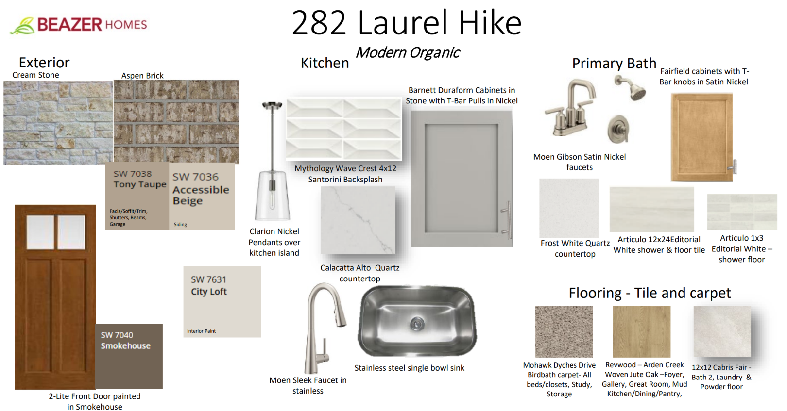 interior selections including quartz countertops & pendant lighting