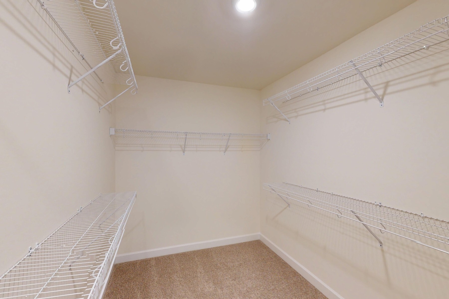 primary closet with wire shelving
