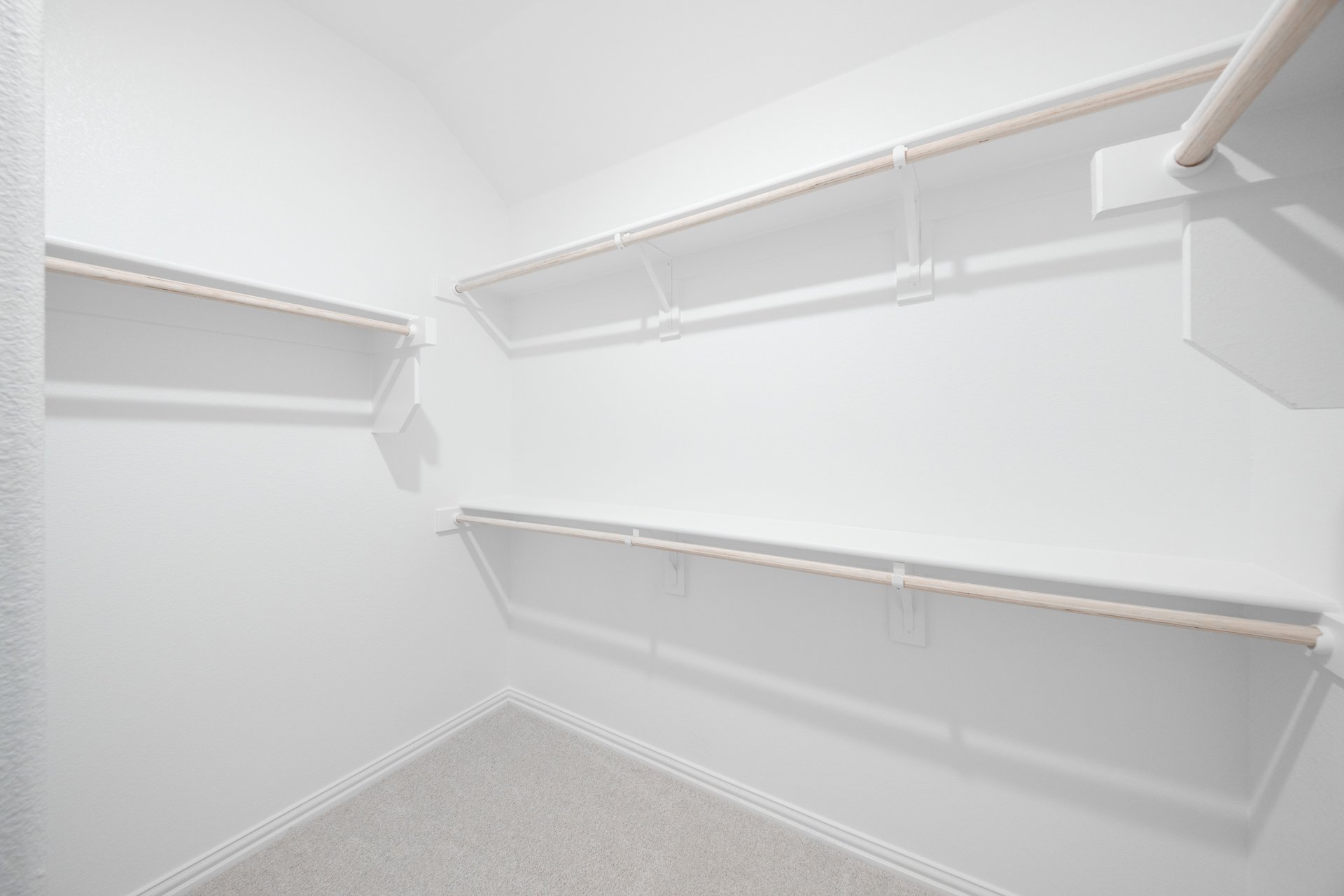 primary bedroom closet with carpet and white shelves