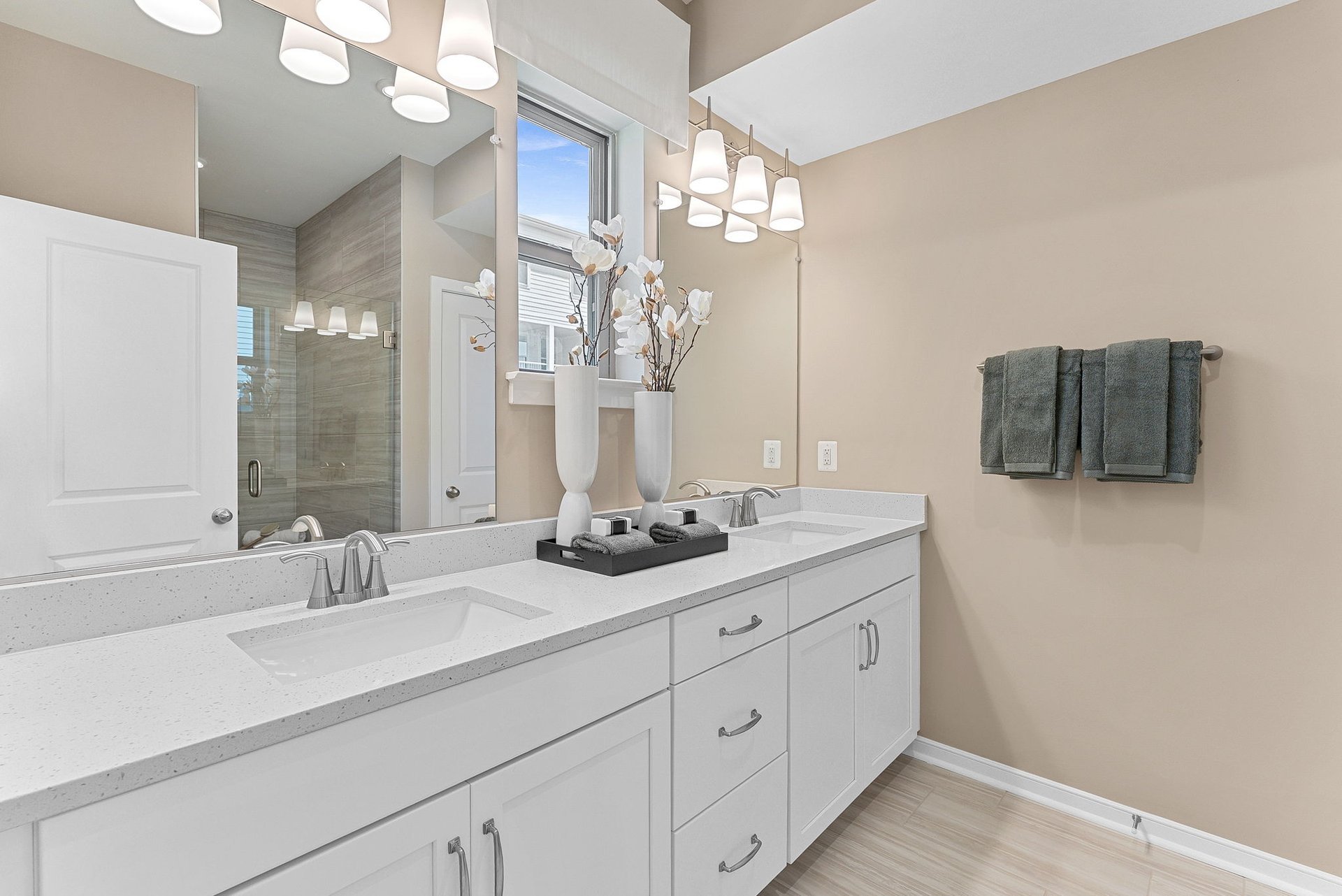 primary bathroom with two sinks