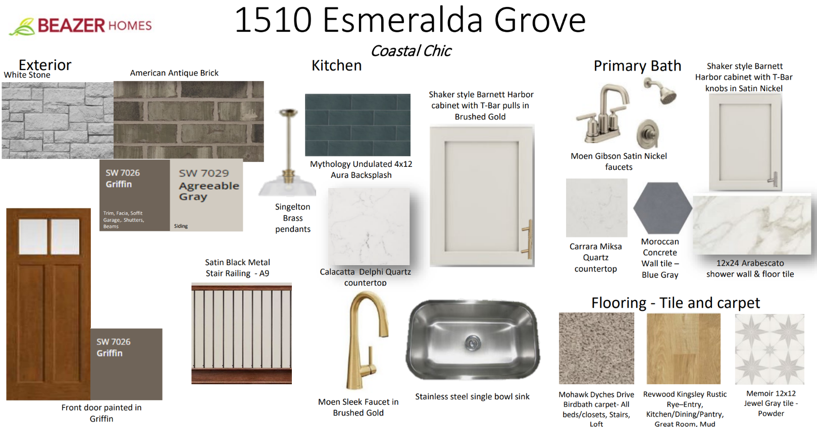 interior selections including brown flooring & quartz countertops