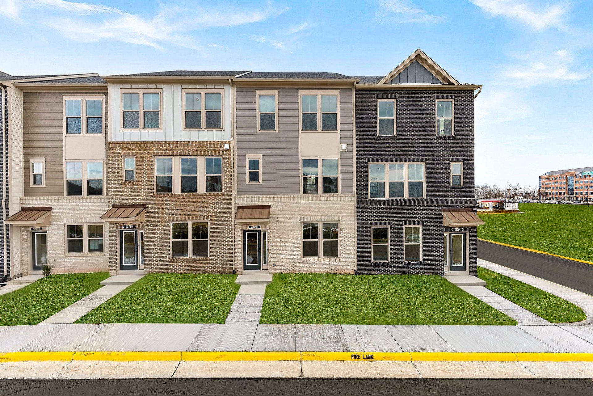 three-story townhome exterior