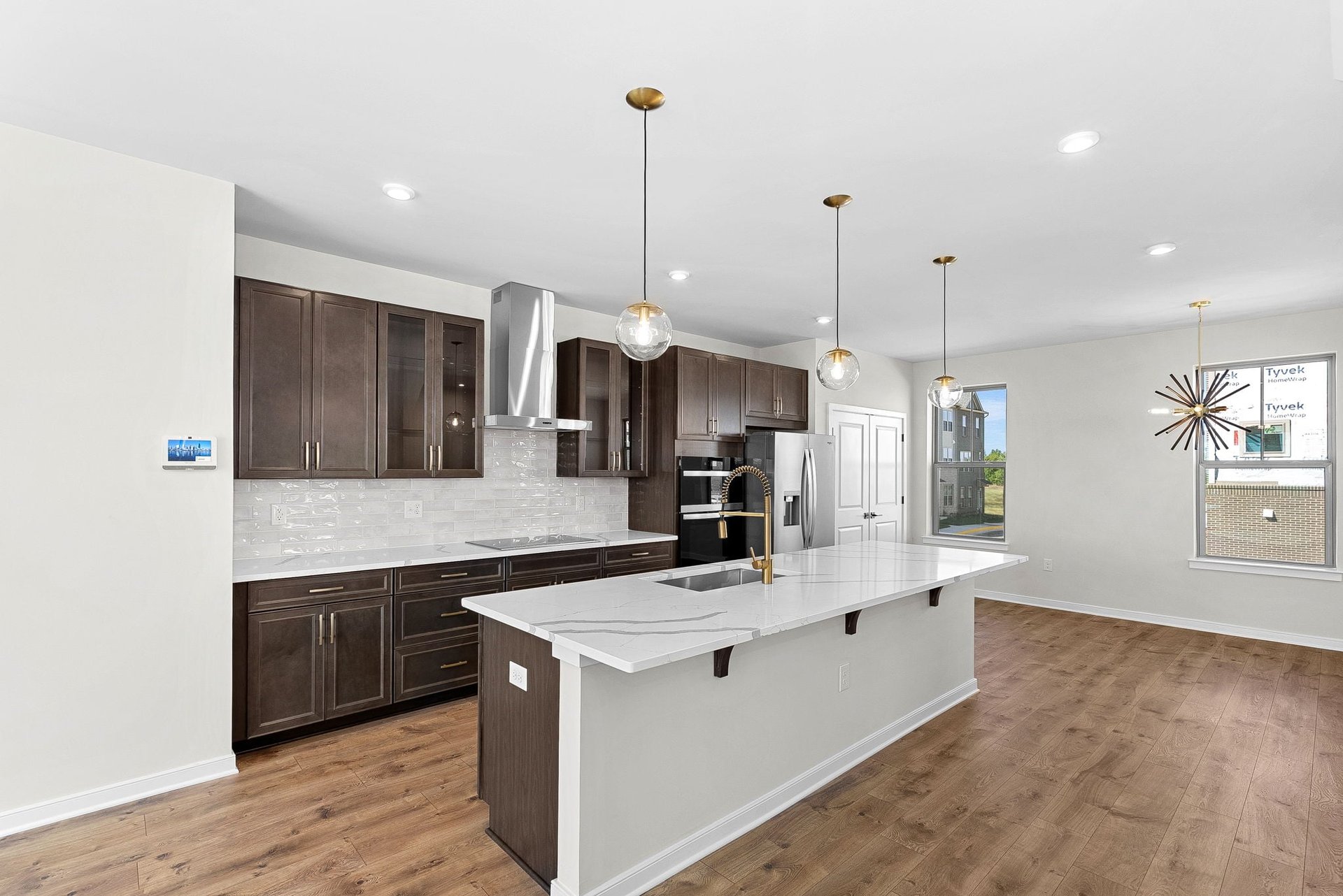 kitchen with a view of the dining area
