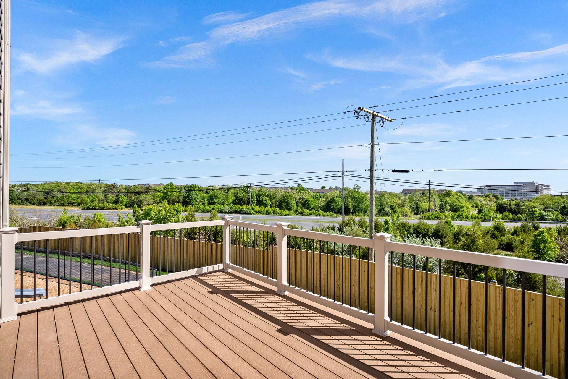 deck with a view of trees