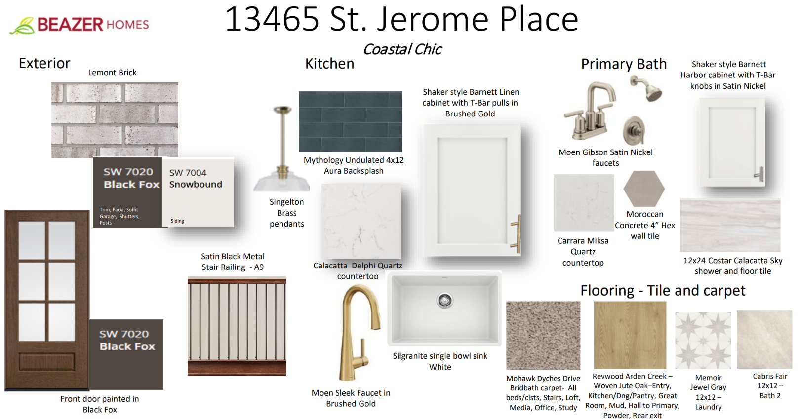 interior selections including pendant lighting & quartz countertops