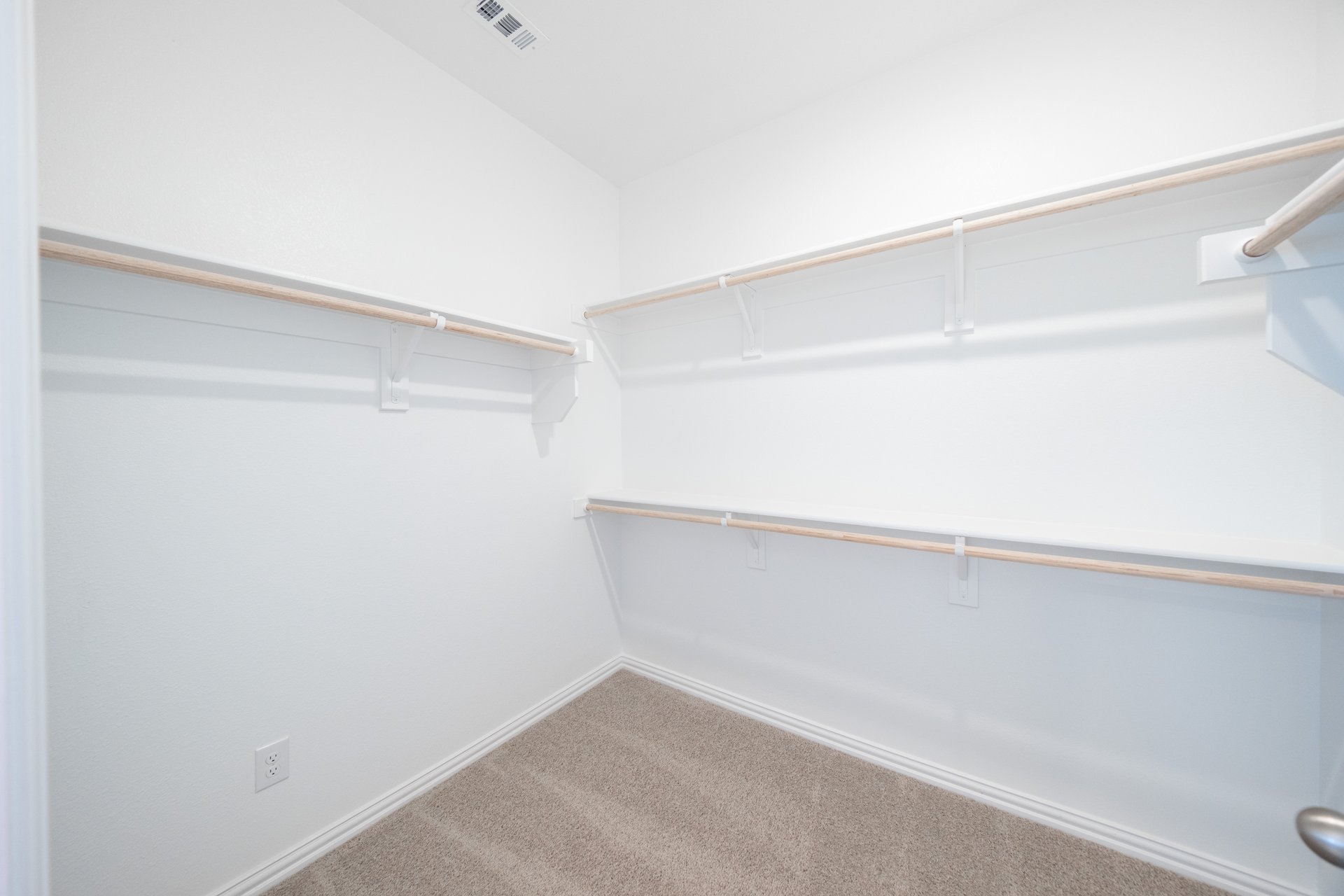 primary closet with carpet and shelves