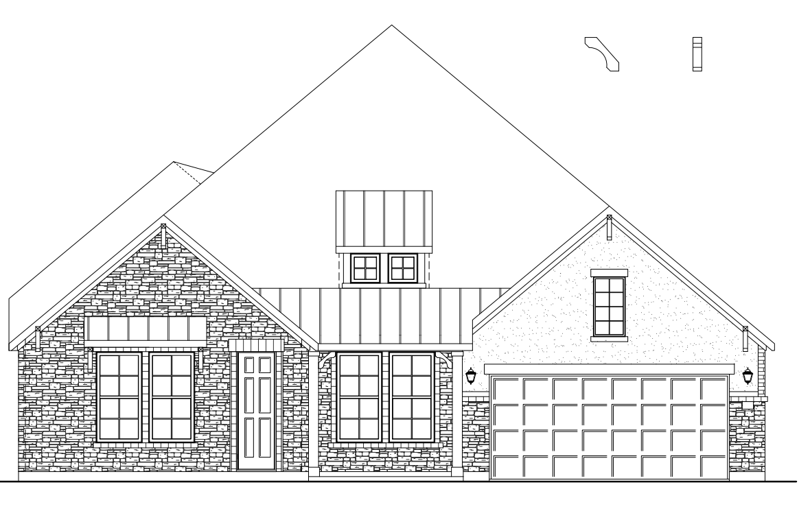 exterior with brick, stone & windows