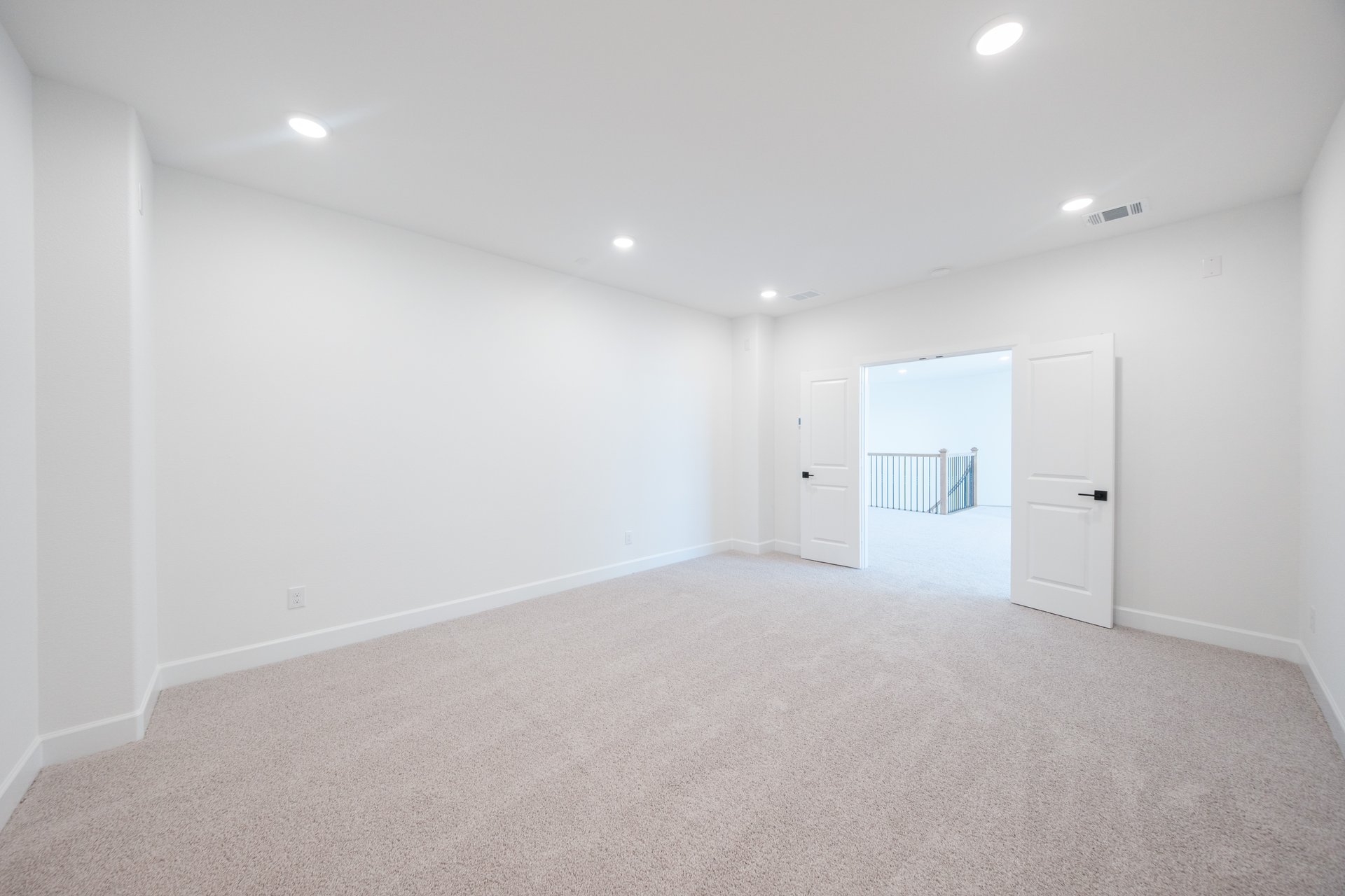 media room with carpet and recessed lights