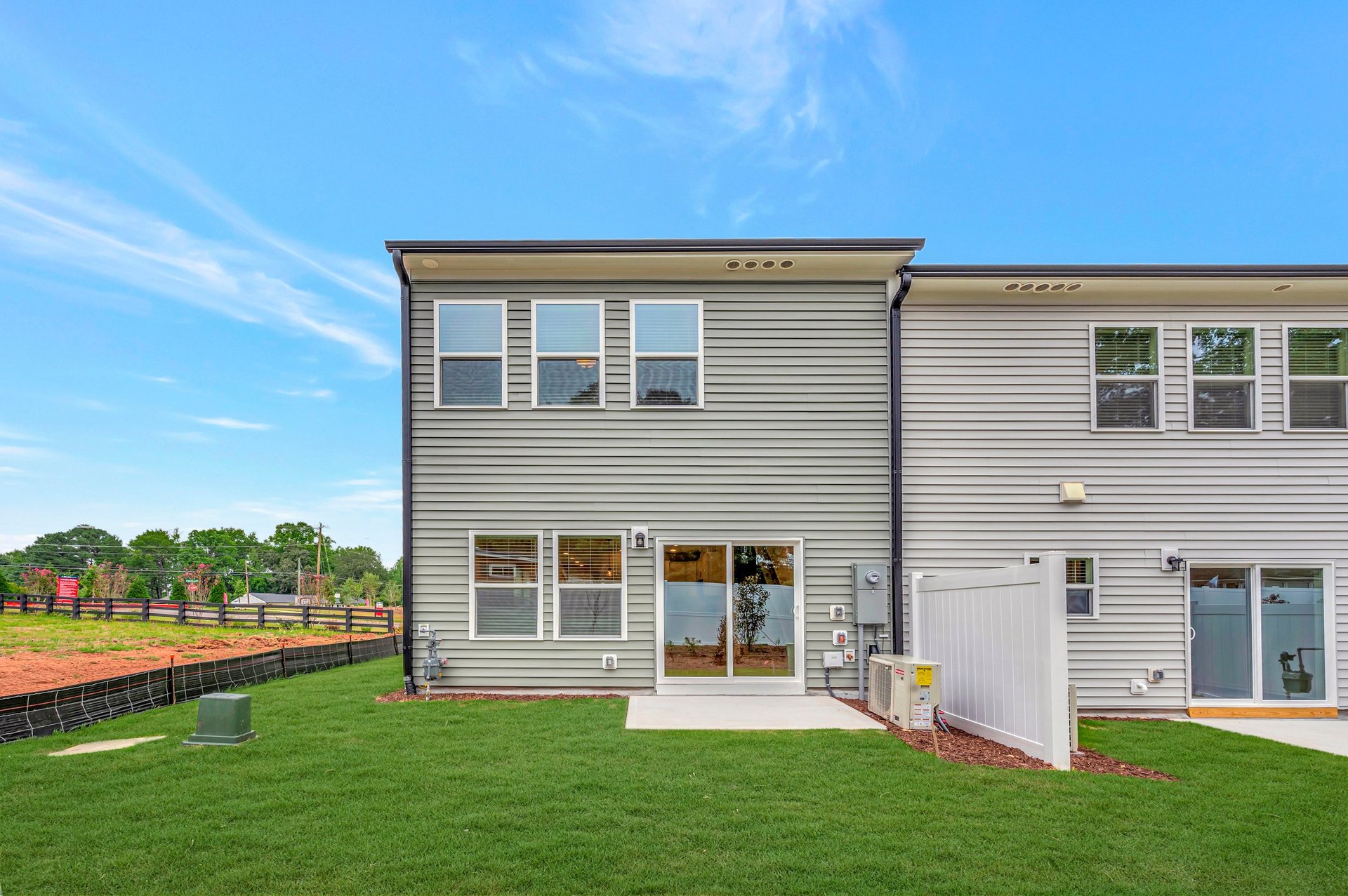 two-story townhome rear exterior
