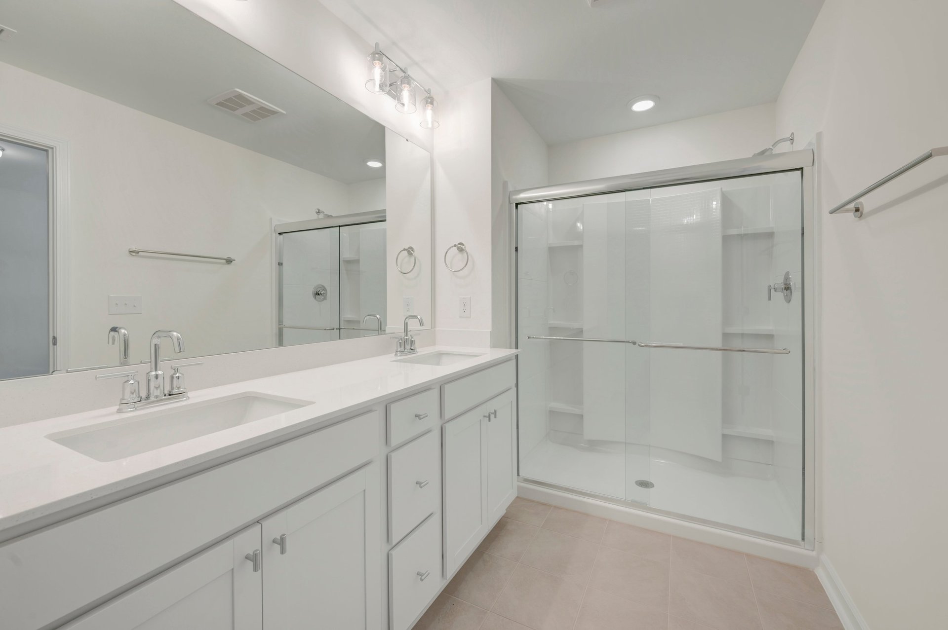 primary bathroom with an oversized shower