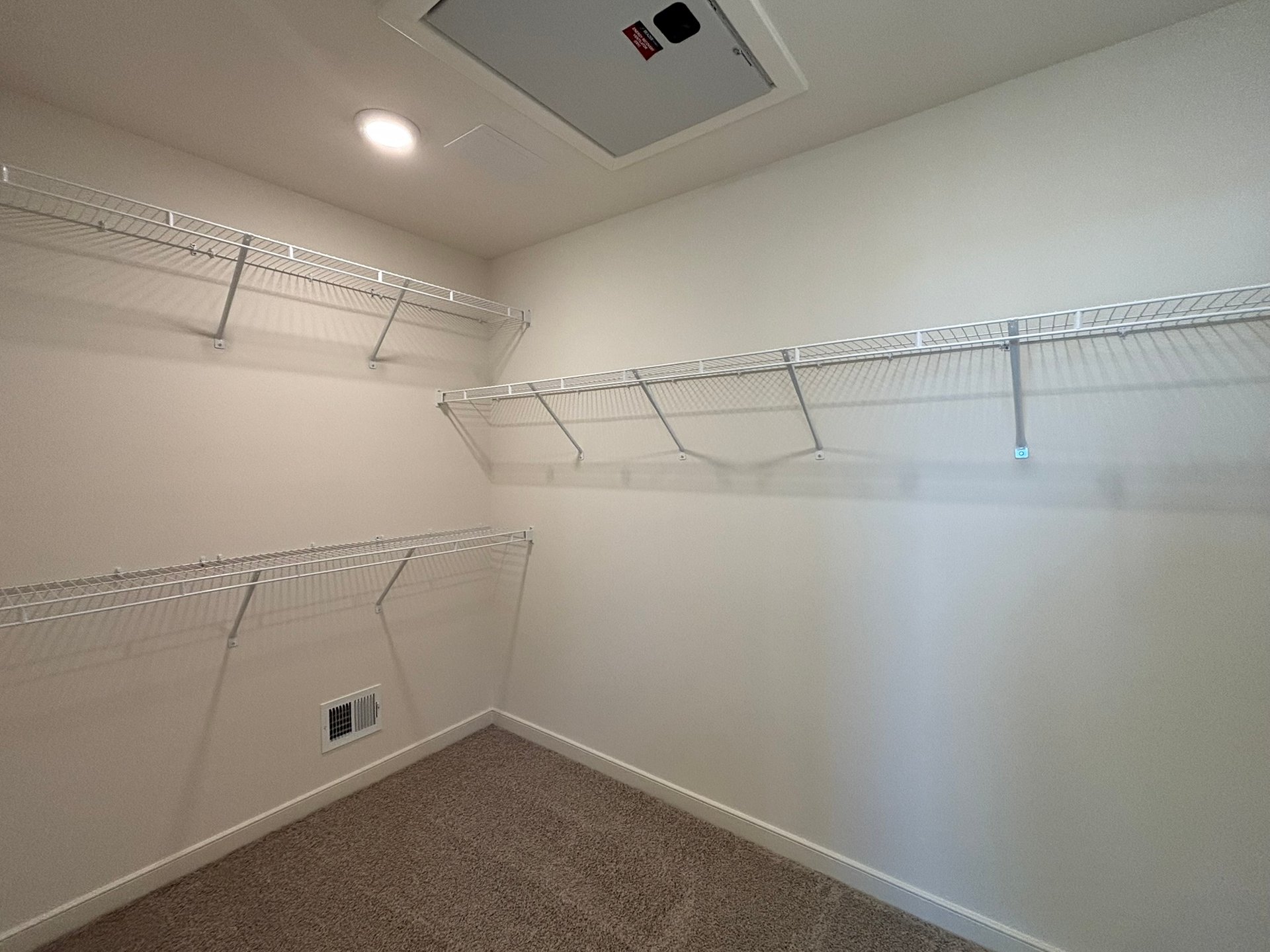 walk-in closet with carpet and wire shelving