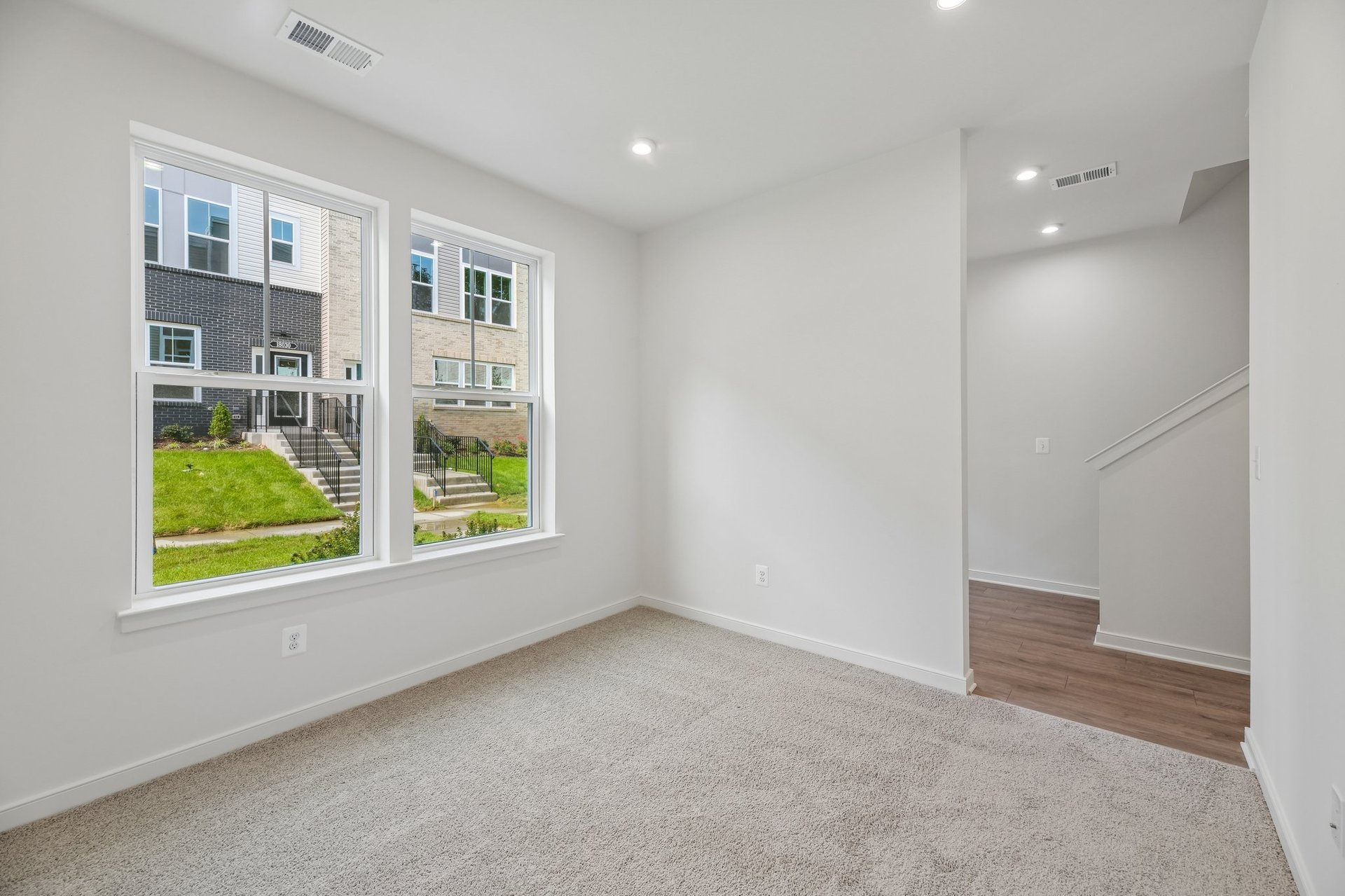 recreation room with two windows
