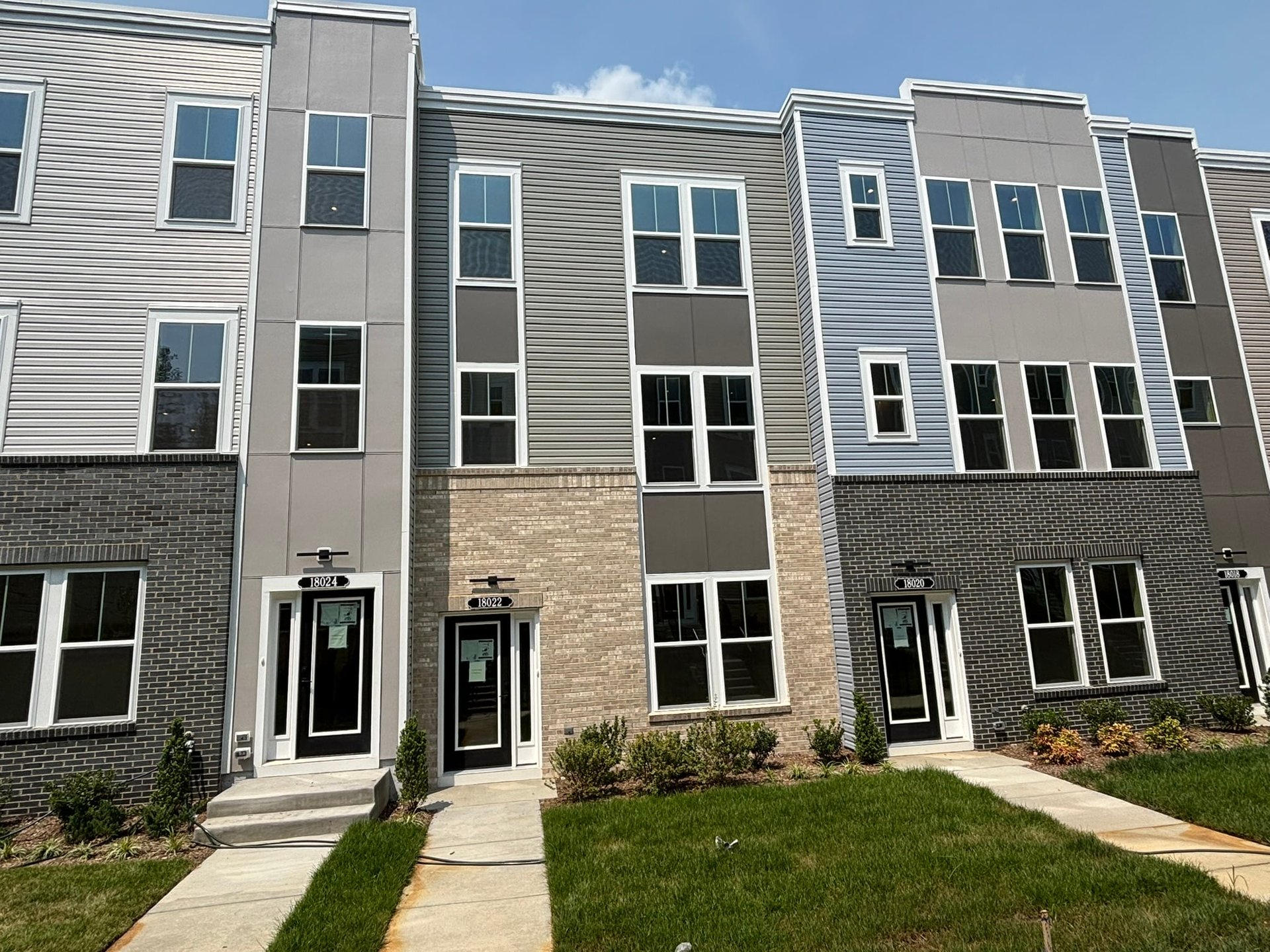 three-story townhome exterior