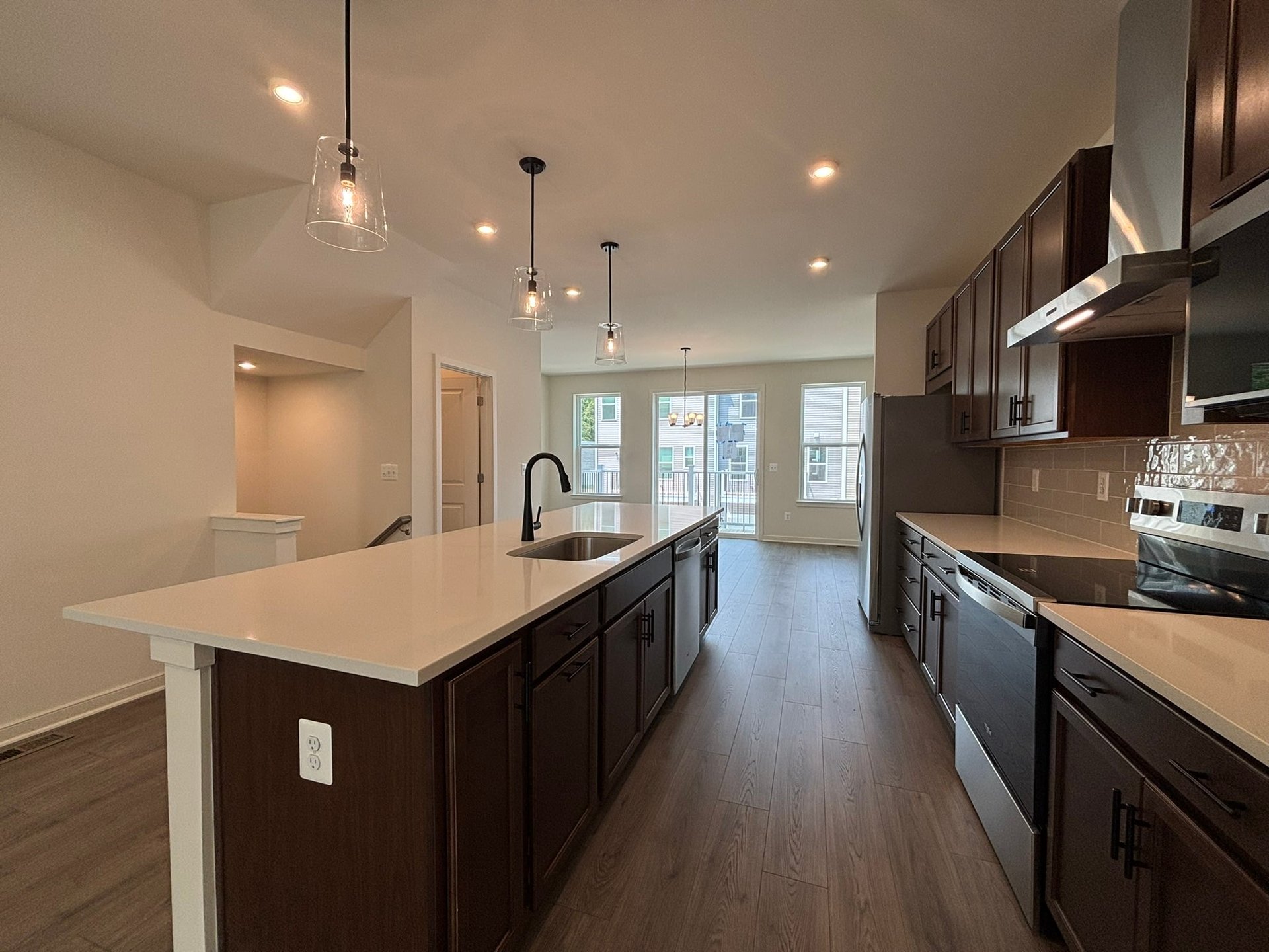 kitchen with brown cabinets