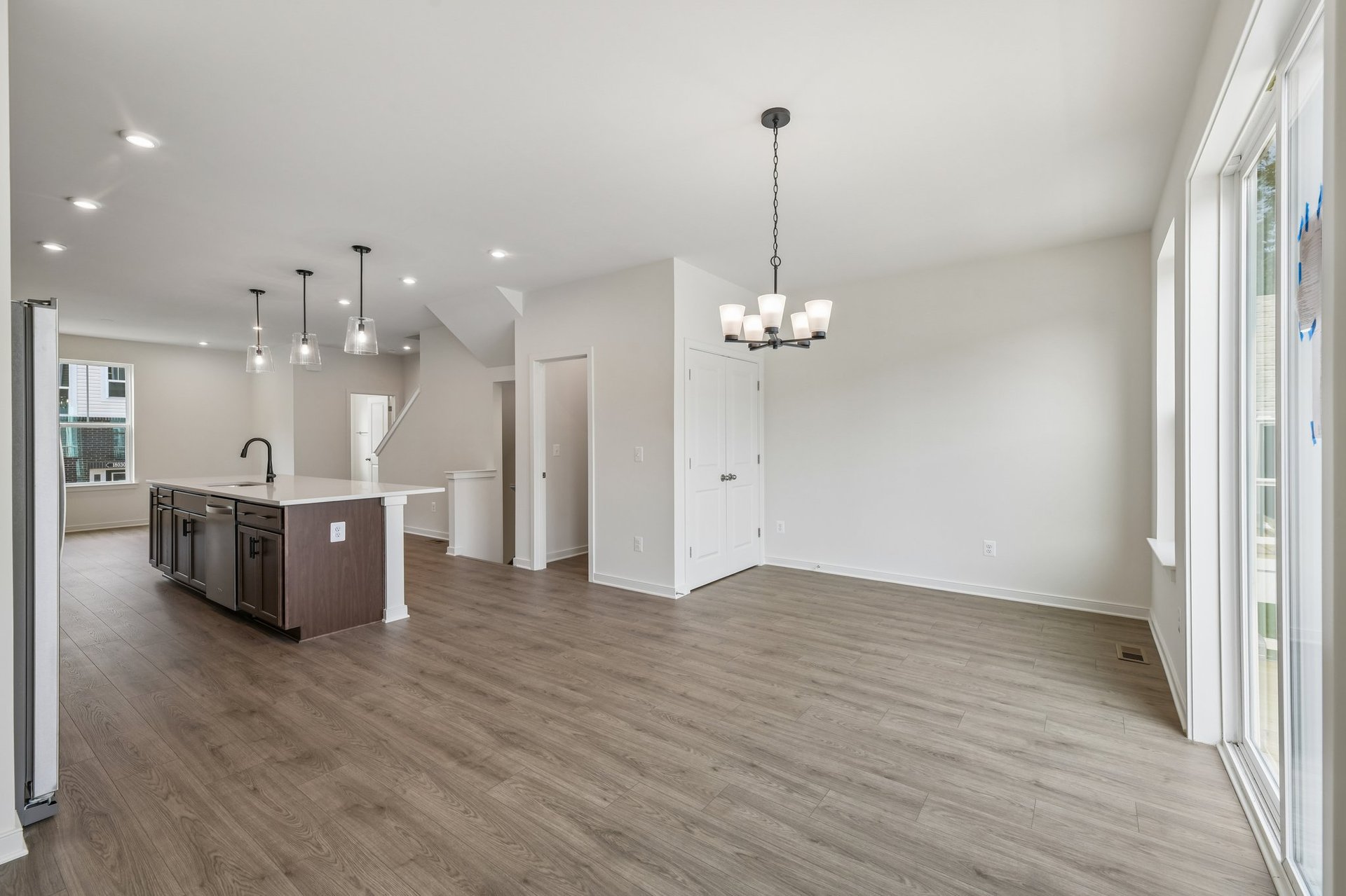 dining room with a chandelier