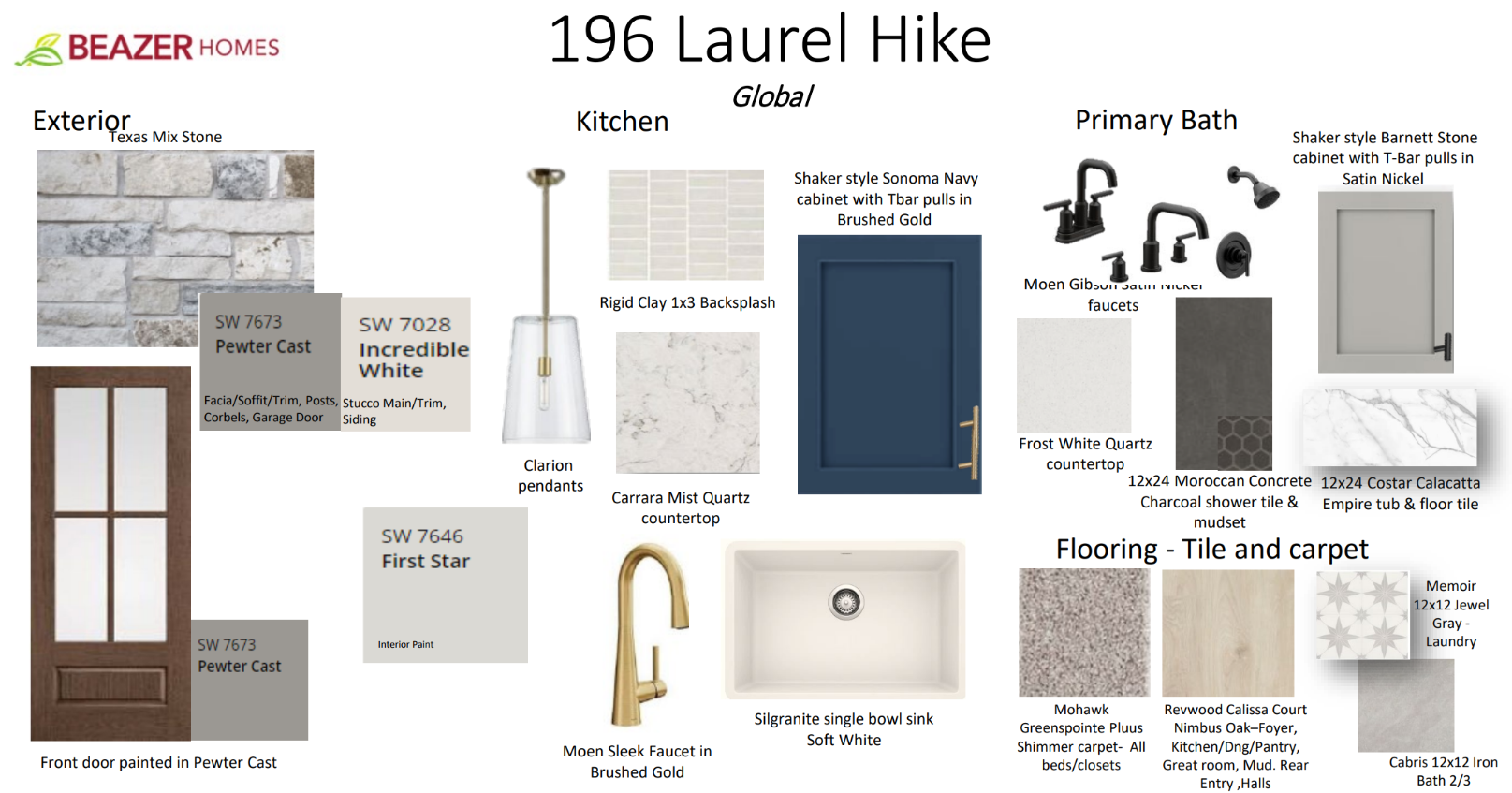 interior selections such as quartz countertops & pendant lighting