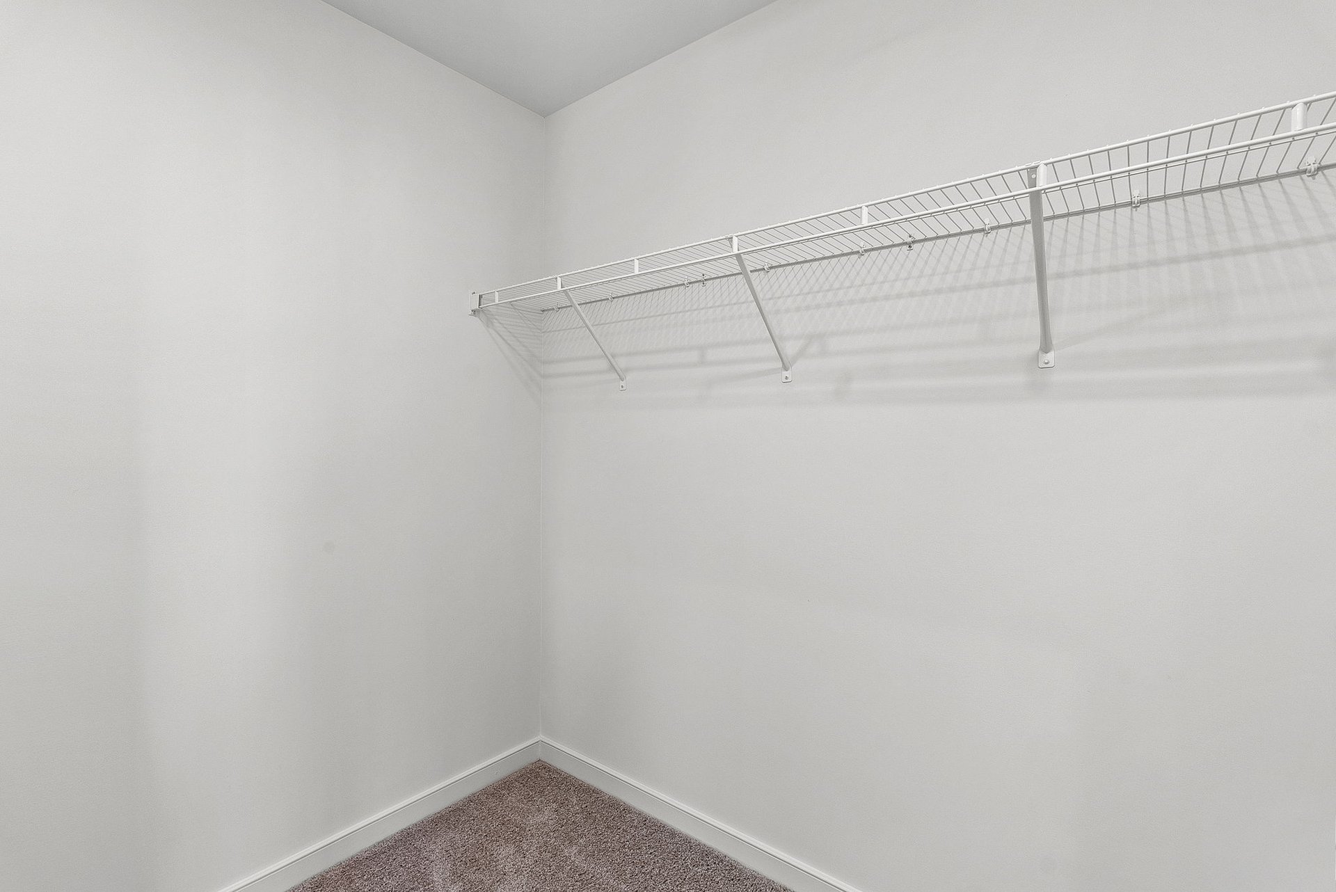 primary walk-in closet with wire shelving