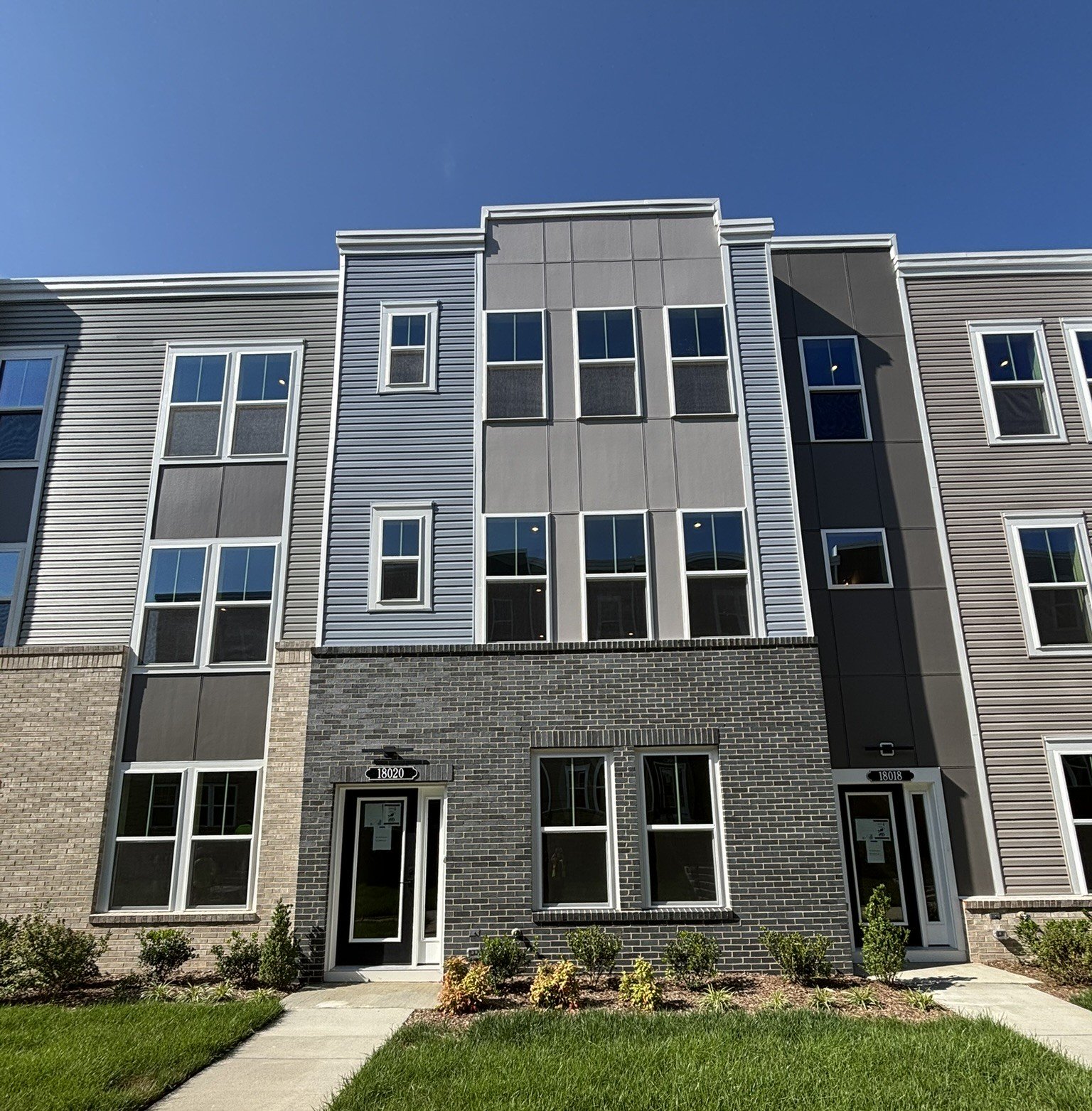 three-story townhome exterior