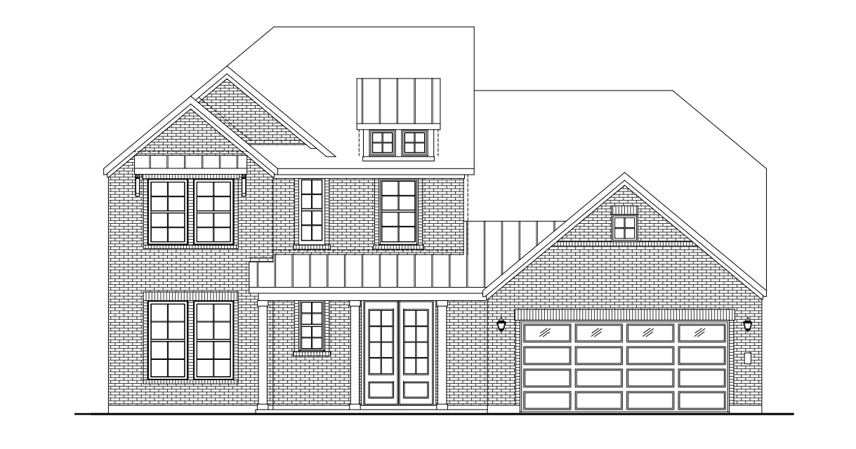 exterior with brick, stone & windows